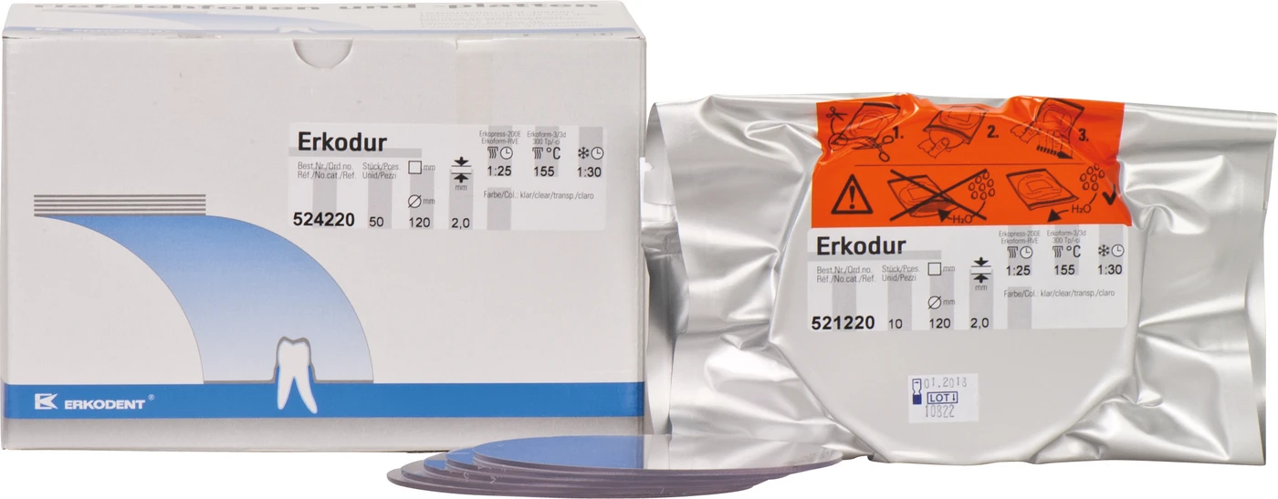 Erkodur Packung 50 Stück klar, Ø 120 mm, Stärke 2 mm