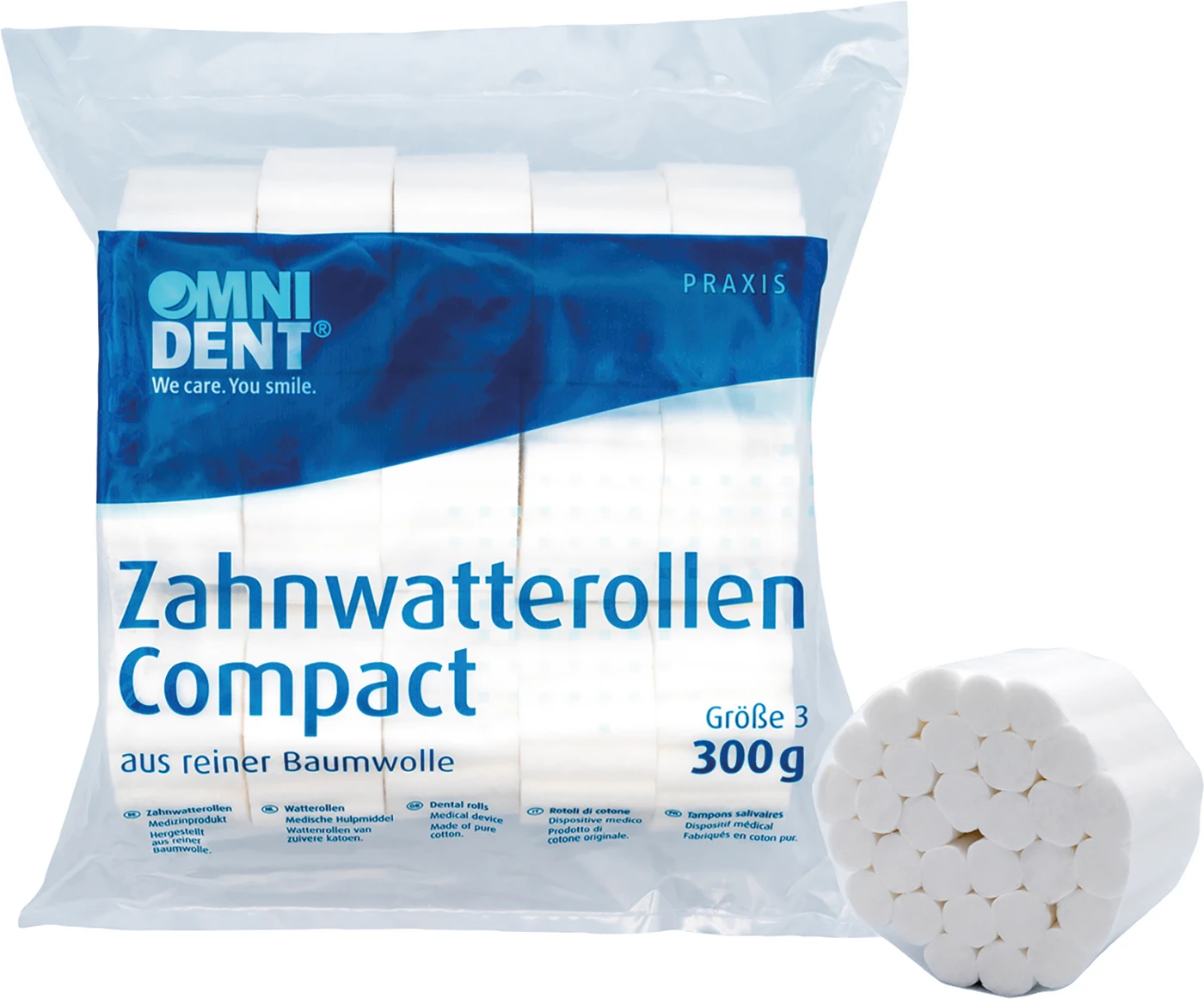 Zahnwatterollen Compact Packung 300 g Ø 12 mm, Größe 3