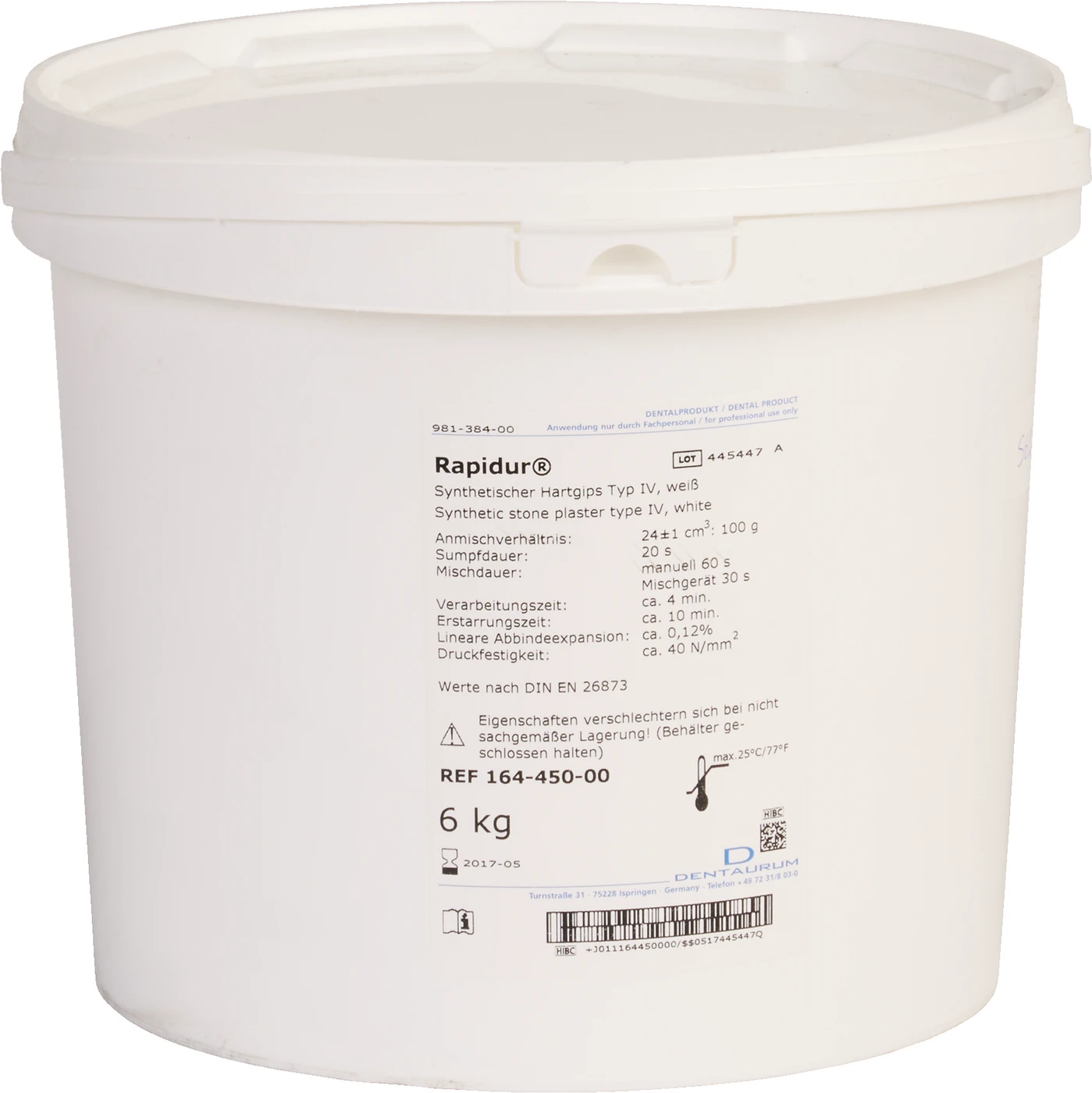 Rapidur® Eimer 6 kg Superhartgips weiß