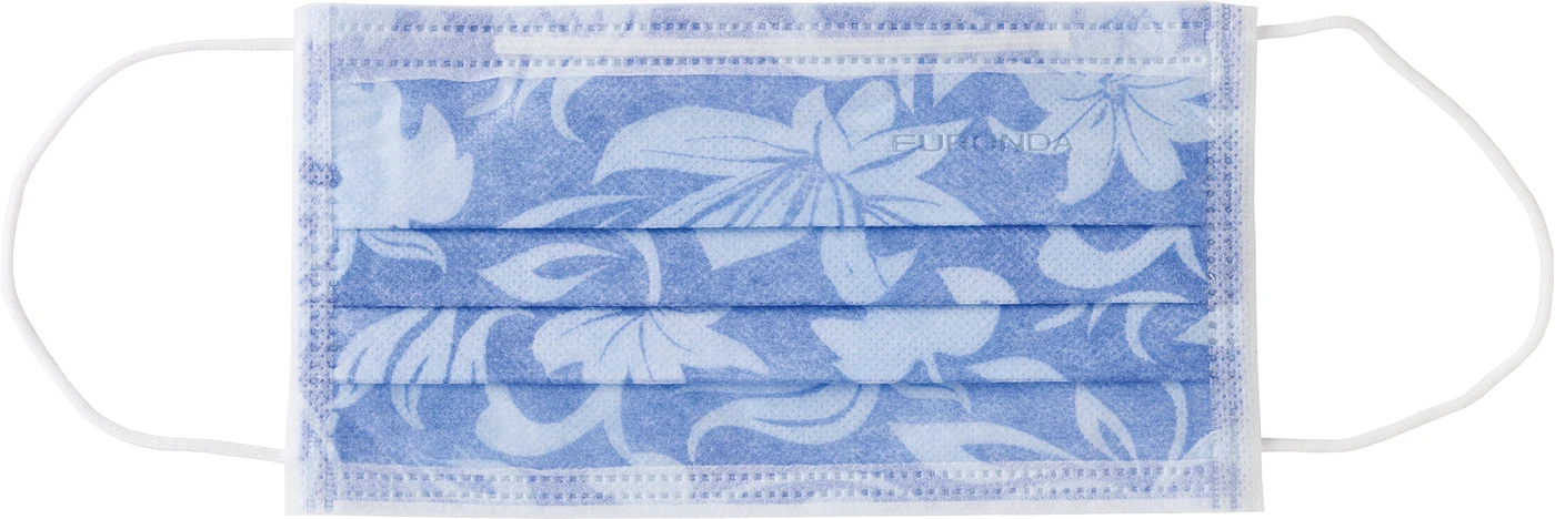 Monoart® Mundschutz Flower Spenderbox 50 Stück mit Gummizug, blau