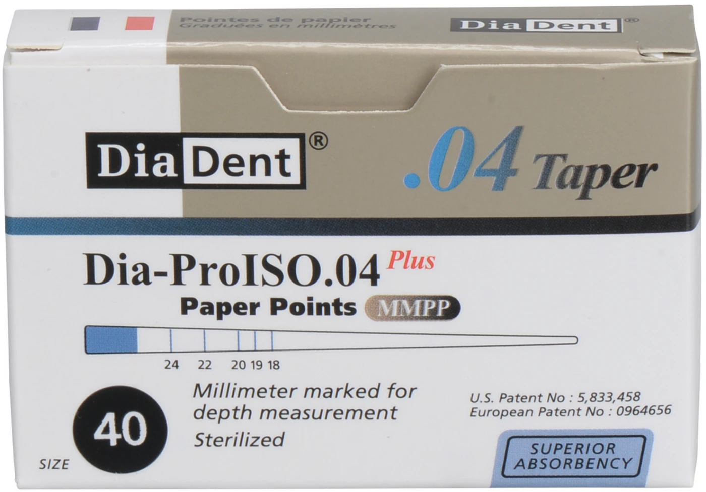 DiaDent® Dia-Pro Paper Points Packung 100 Stück Taper.04, ISO 040