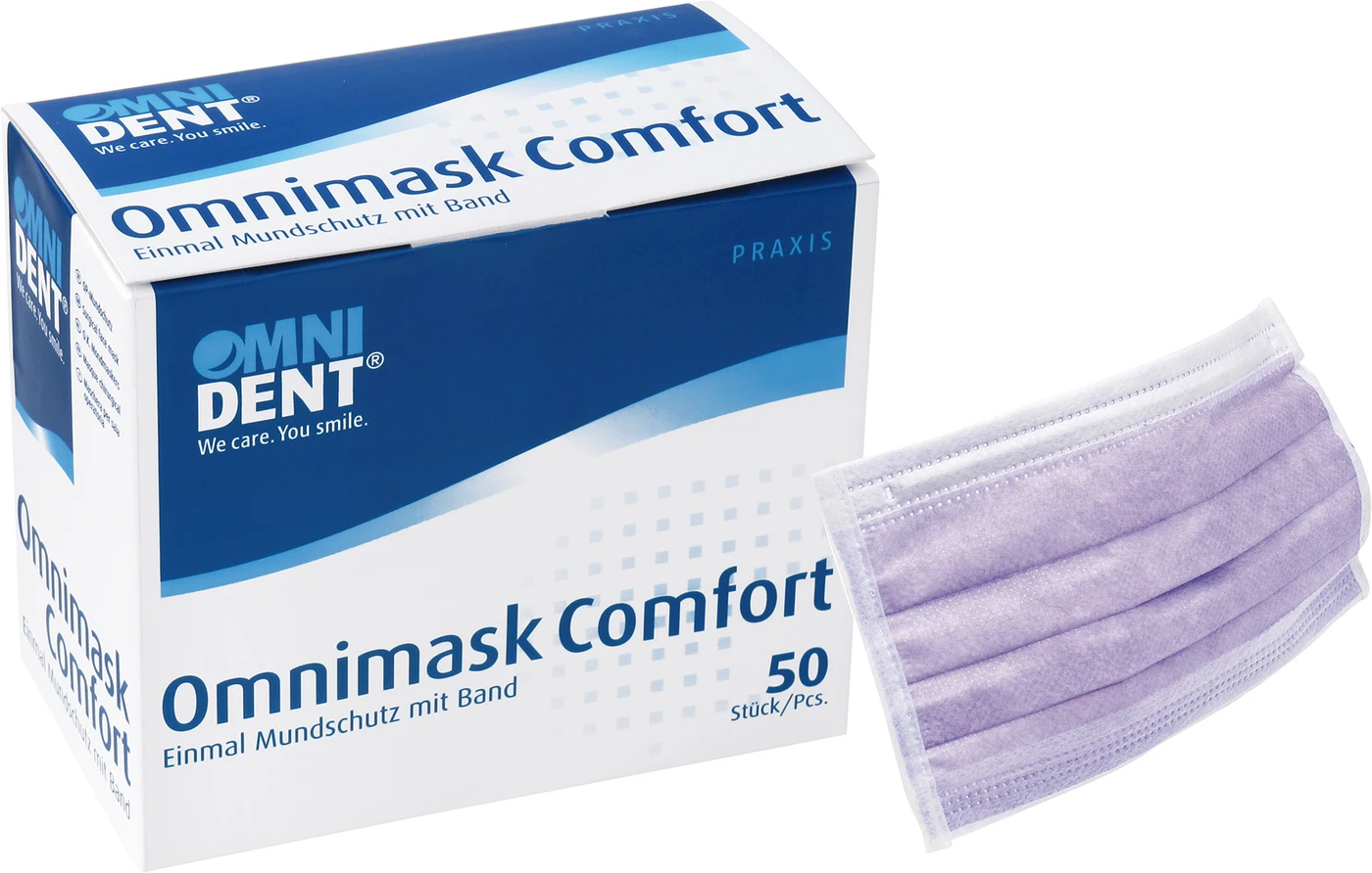 Omnimask Comfort Packung 50 Stück lila mit Band