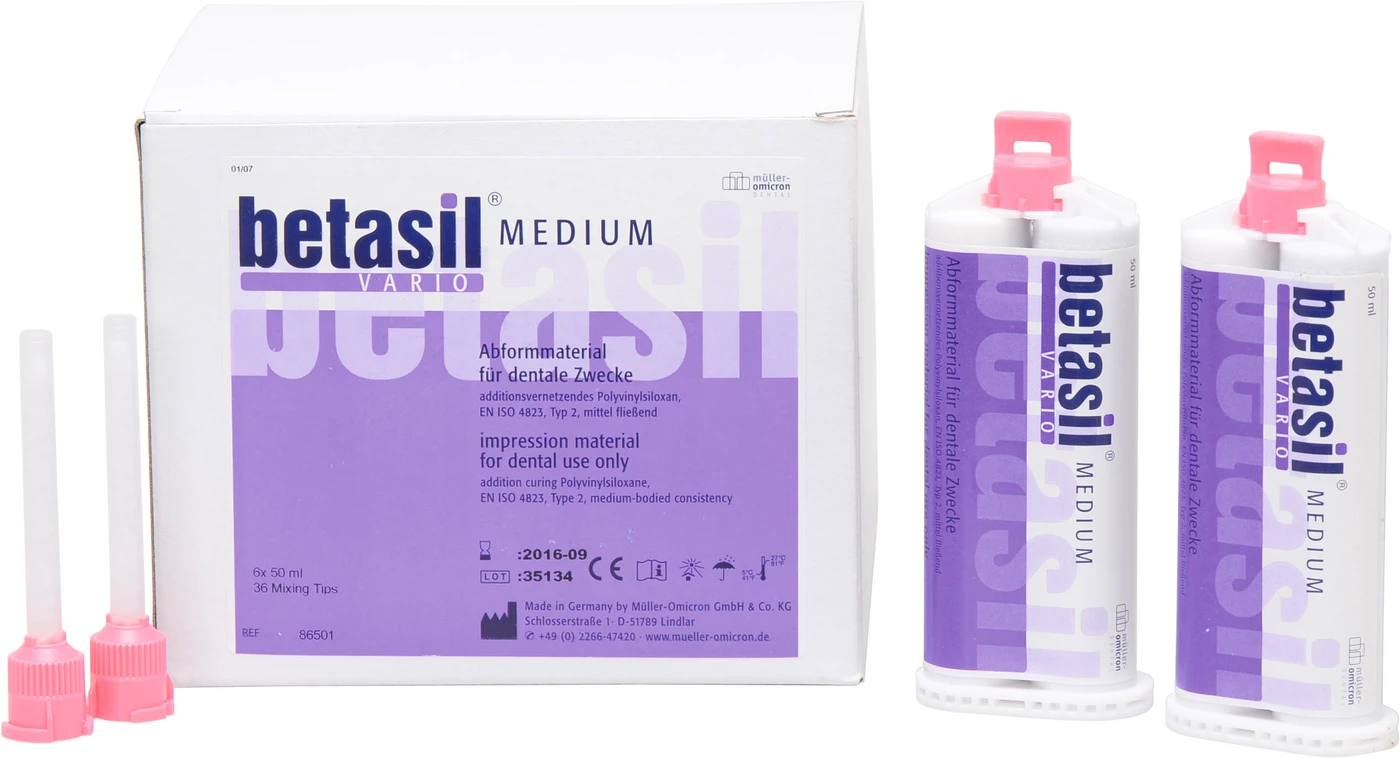 betasil® VARIO MEDIUM Großpackung 6 x 50 ml Kartusche, 36 Mixing Tips rosa