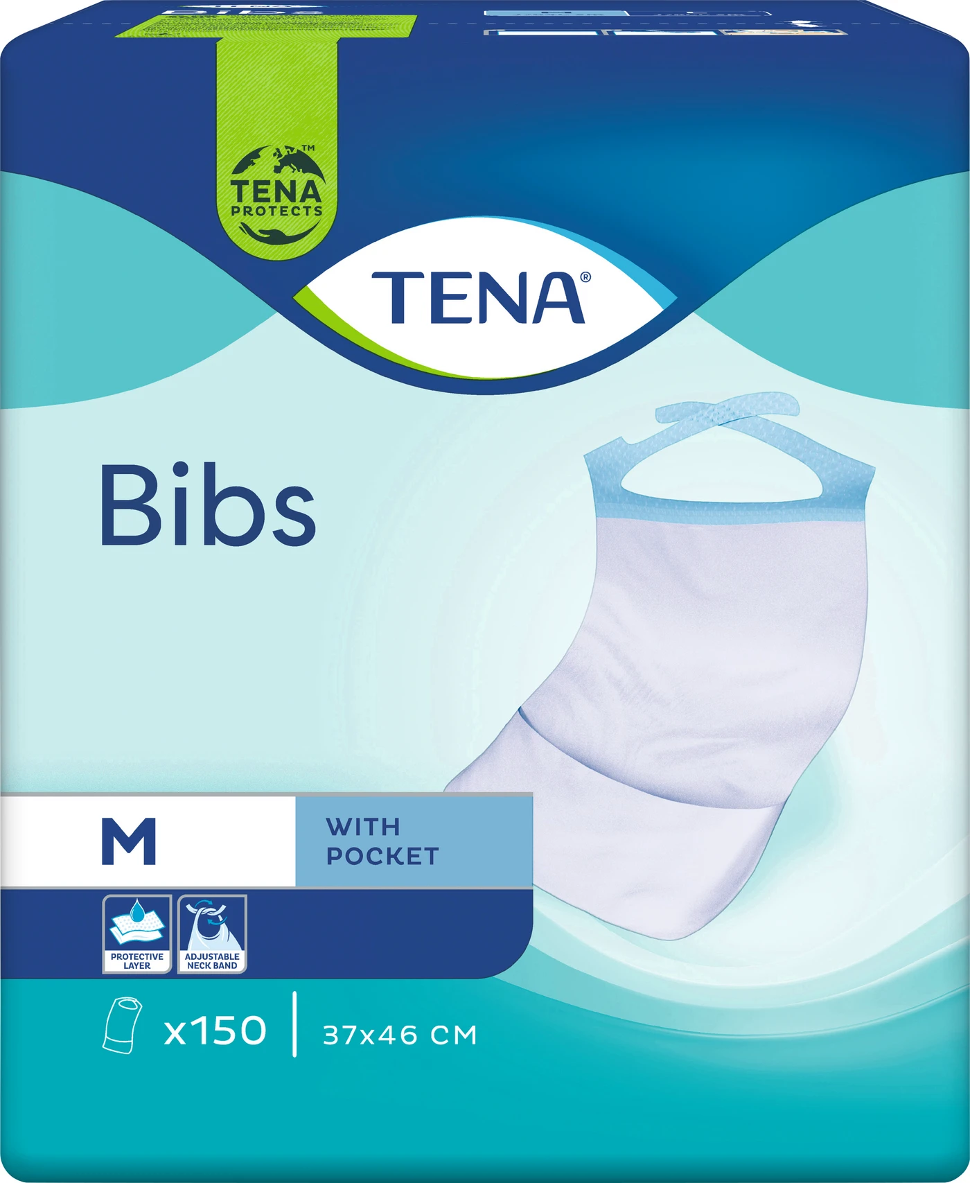 Tena BIB Schutzservietten Packung 150 Stück Medium, 37 x 46 cm