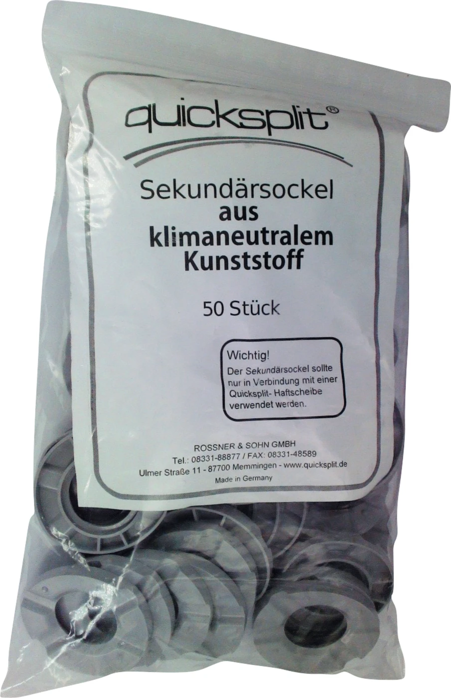Sekundärplatte Packung 50 Stück grau