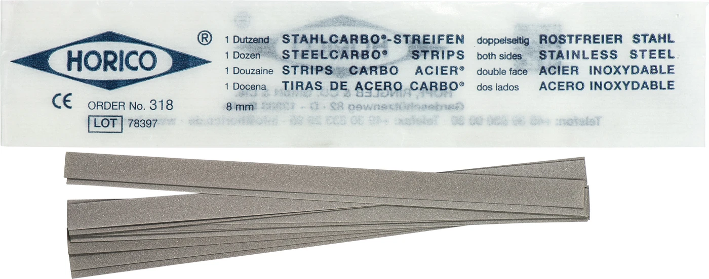 Stahlcarbo® Streifen Packung 12 Stück doppelseitig, 8 mm breit, Stärke 0,2 mm