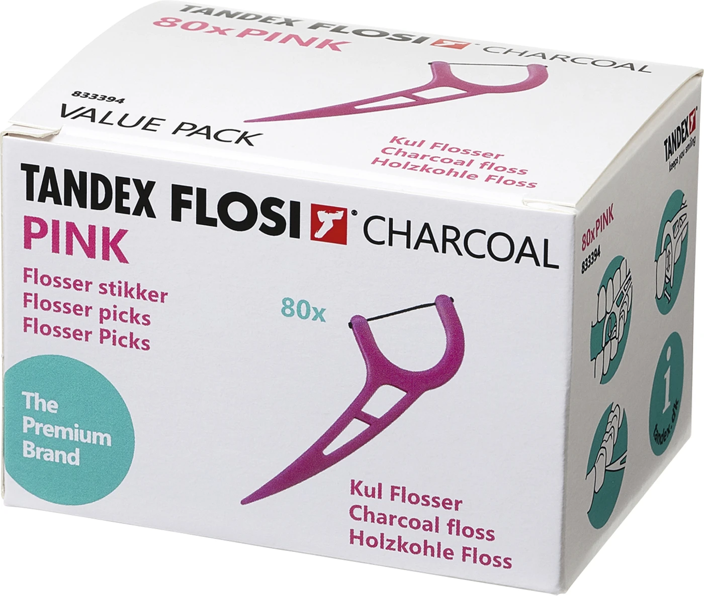 TANDEX FLOSI FLOSSER Packung 80 Stück pink