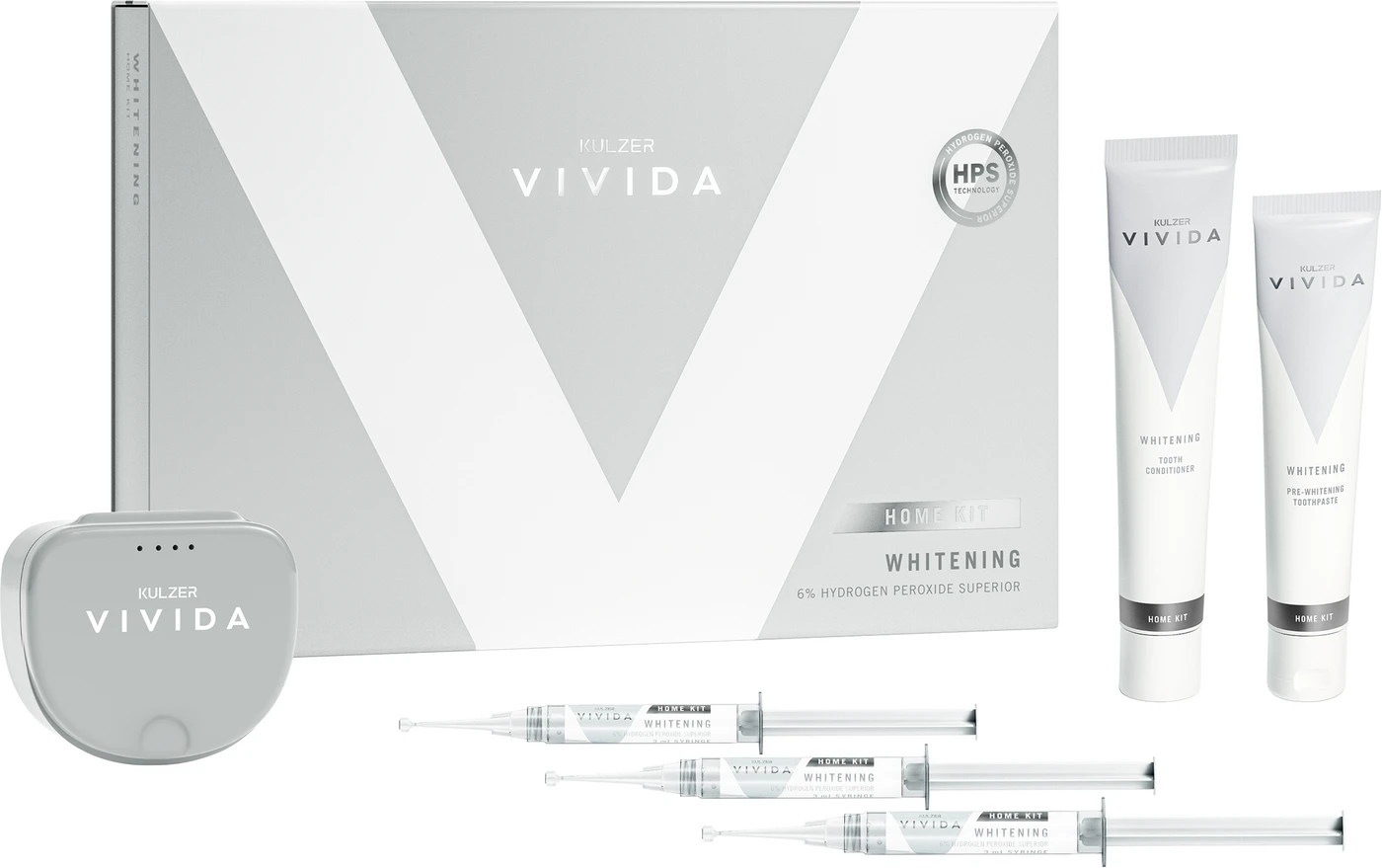 Kulzer Vivida Home 6% HPS Kit 3 x 3 ml Spritze Gel 6 %, Zubehör