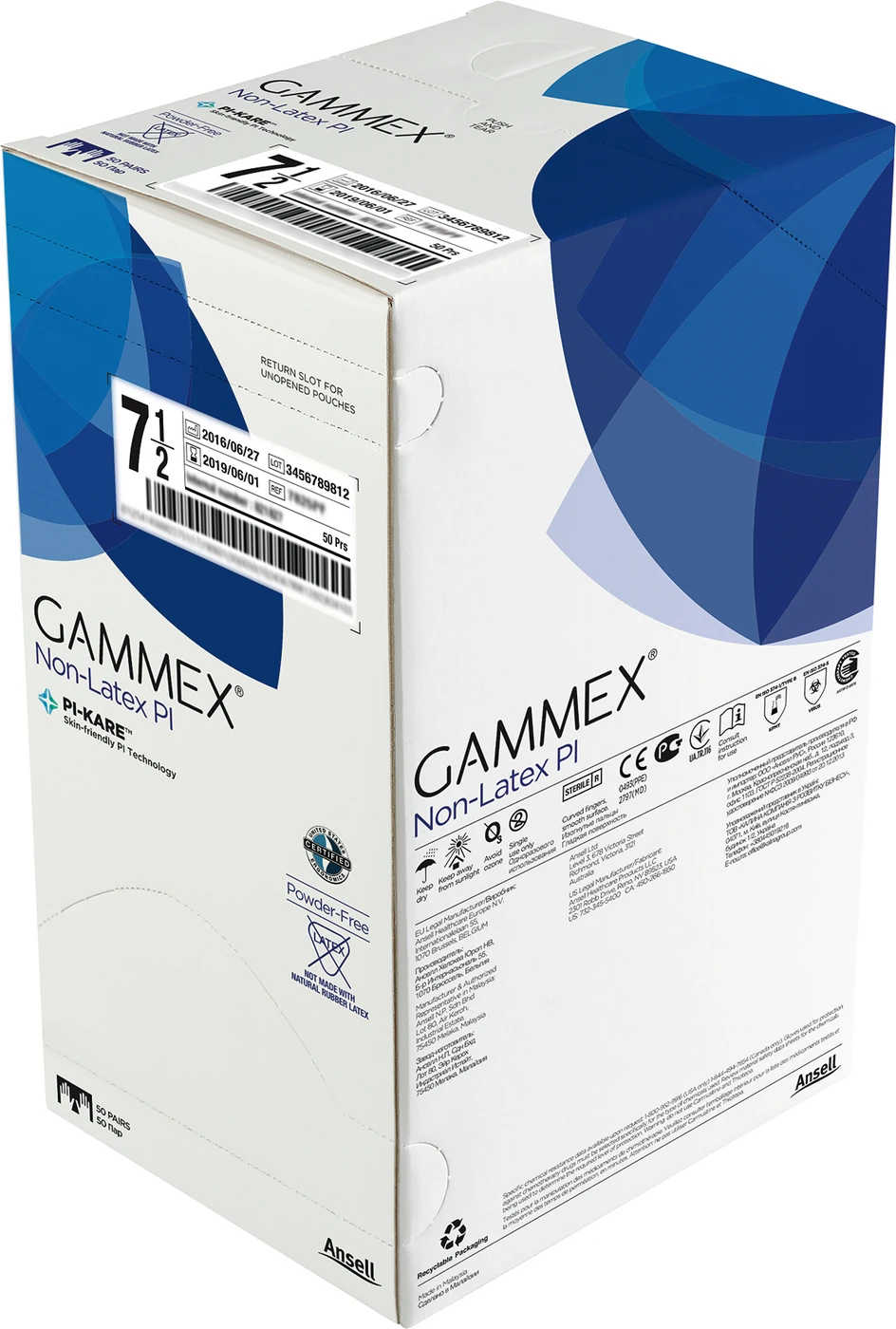Gammex® Non-Latex PI Packung 50 Paar puderfrei, weiß, Größe 8,5