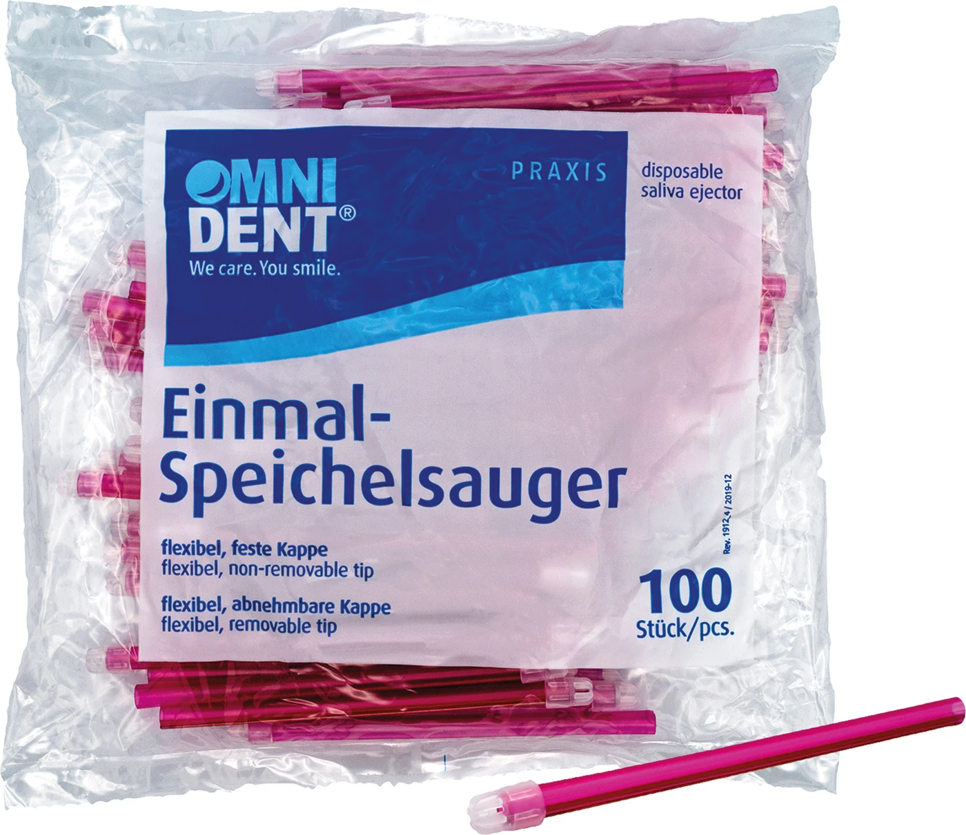 Omni Speichelsauger Packung 100 Stück lose Kappe rot