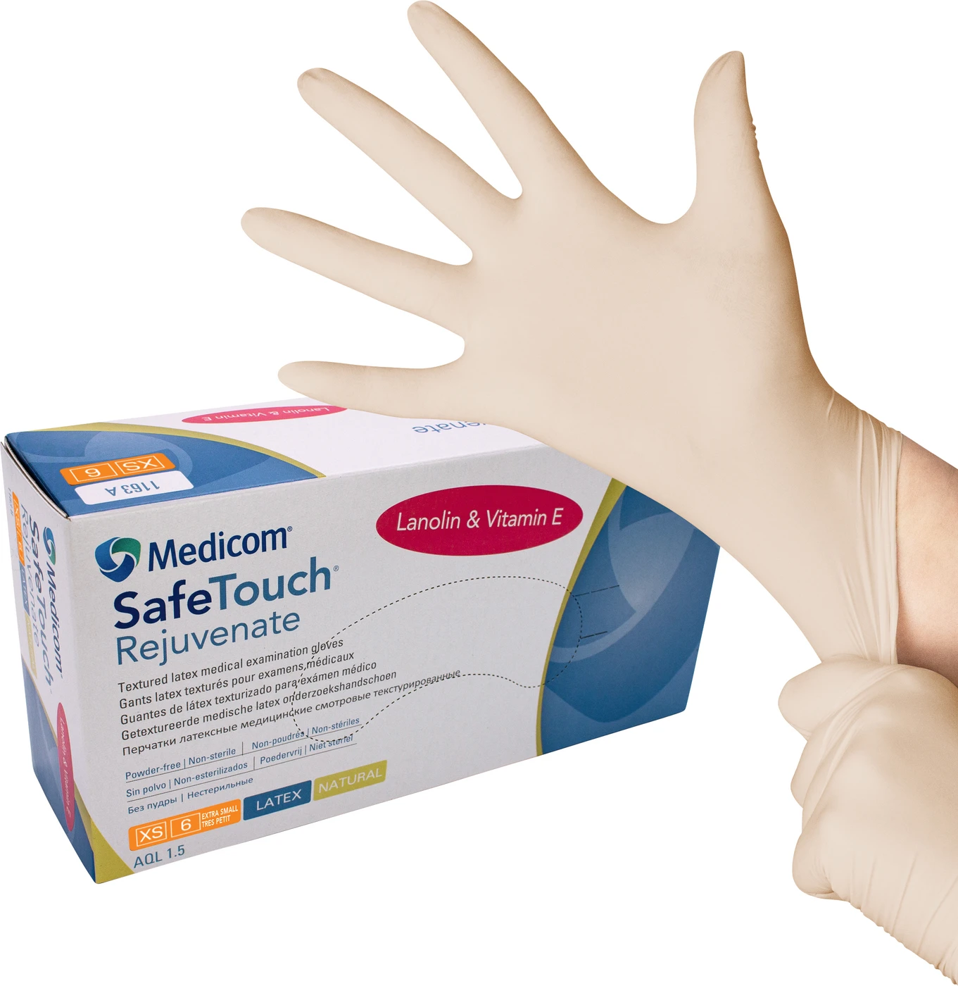 Medicom® SafeTouch® Rejuvenate Latex-Handschuhe Packung 100 Stück puderfrei, natural, XS