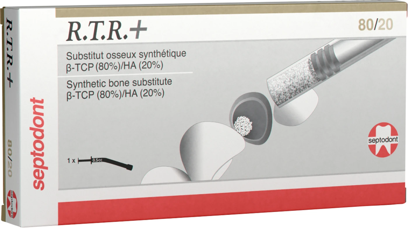 R.T.R.+ Knochenersatzmaterial Packung gebogene Spritze mit 0,5 cm3  Granulat in steriler Einzelverpackung, R.T.R+ 80/20