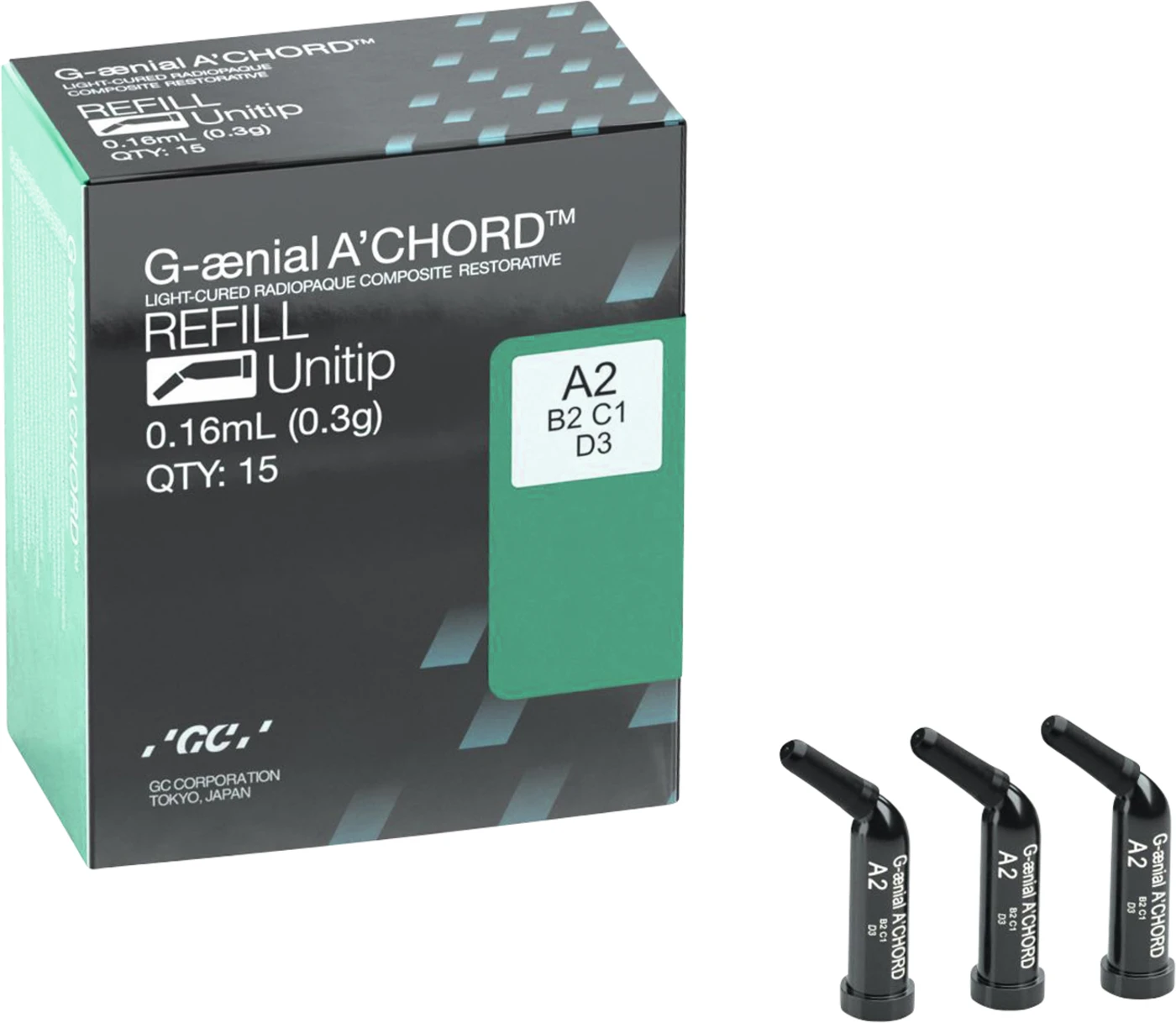 GC G-ænial® A´ CHORD Packung 15 x 0,16 ml/ 0,3 g Unitip A3 GC G-ænial® A´ CHORD Packung 15 x 0,16 ml/ 0,3 g Unitip A3
