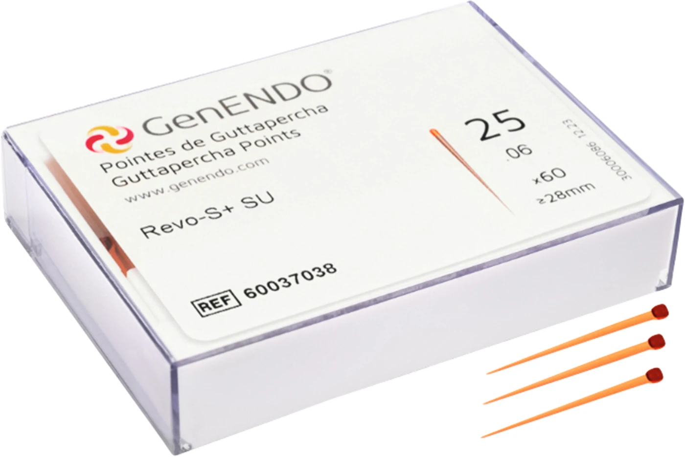 GenENDO Revo+ Guttapercha Packung 60 Stück Taper .06, ISO 025