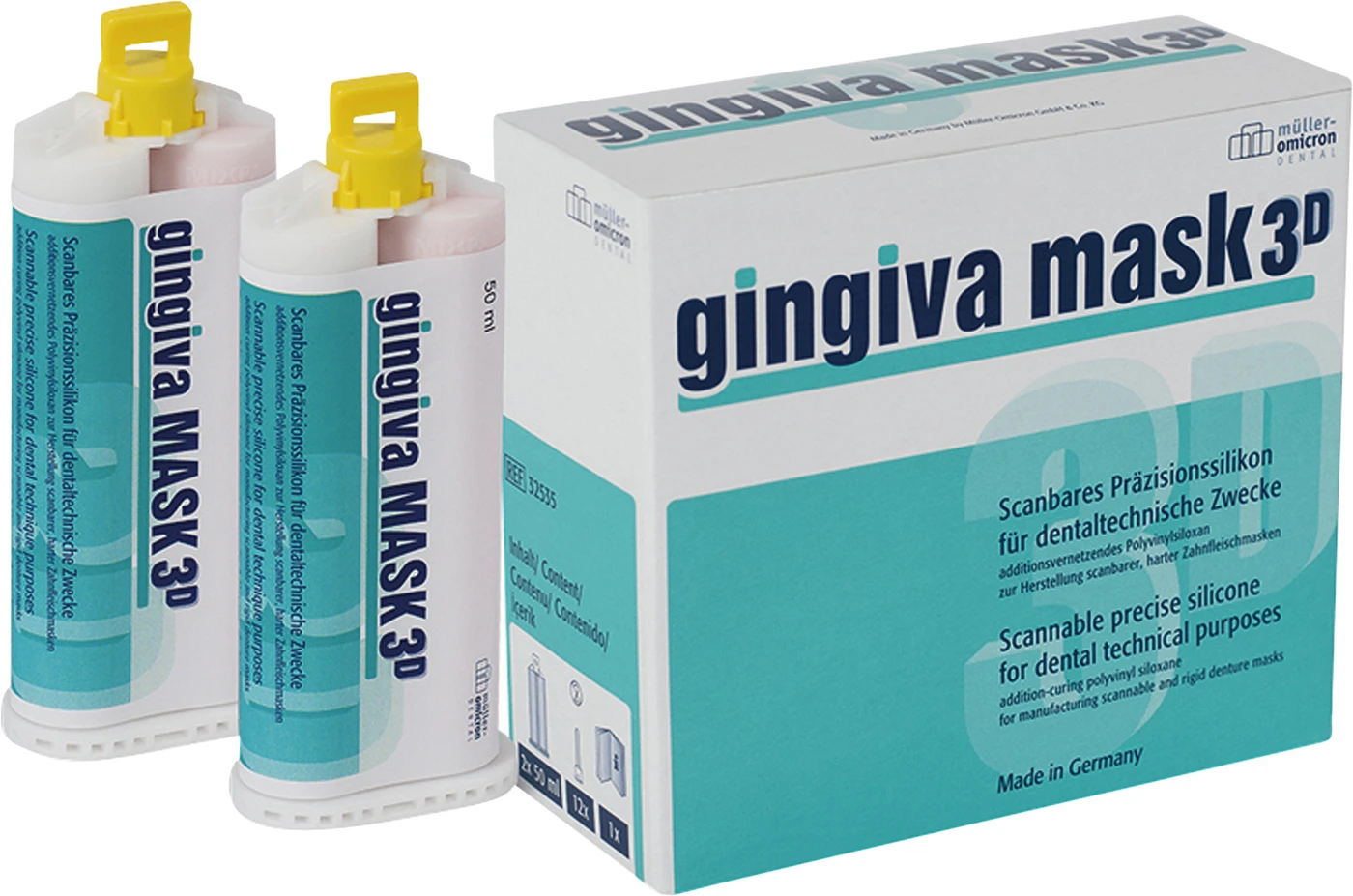 gingiva MASK 3D 2+1 Aktionspaket 6 x 50 ml Doppelkartusche gingiva mask, 36 Mixing Tips gelb