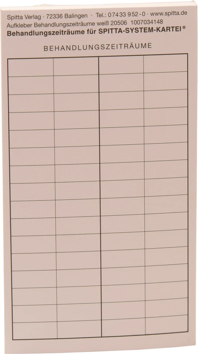 Übersicht Behandlungszeiträume Stück 50 Blatt