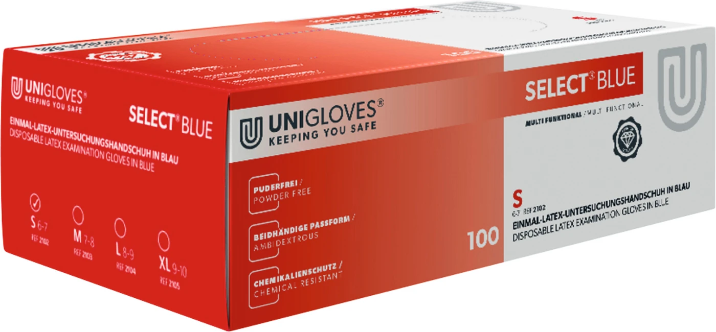 SELECT® BLUE Packung 100 Stück puderfrei, blau, S