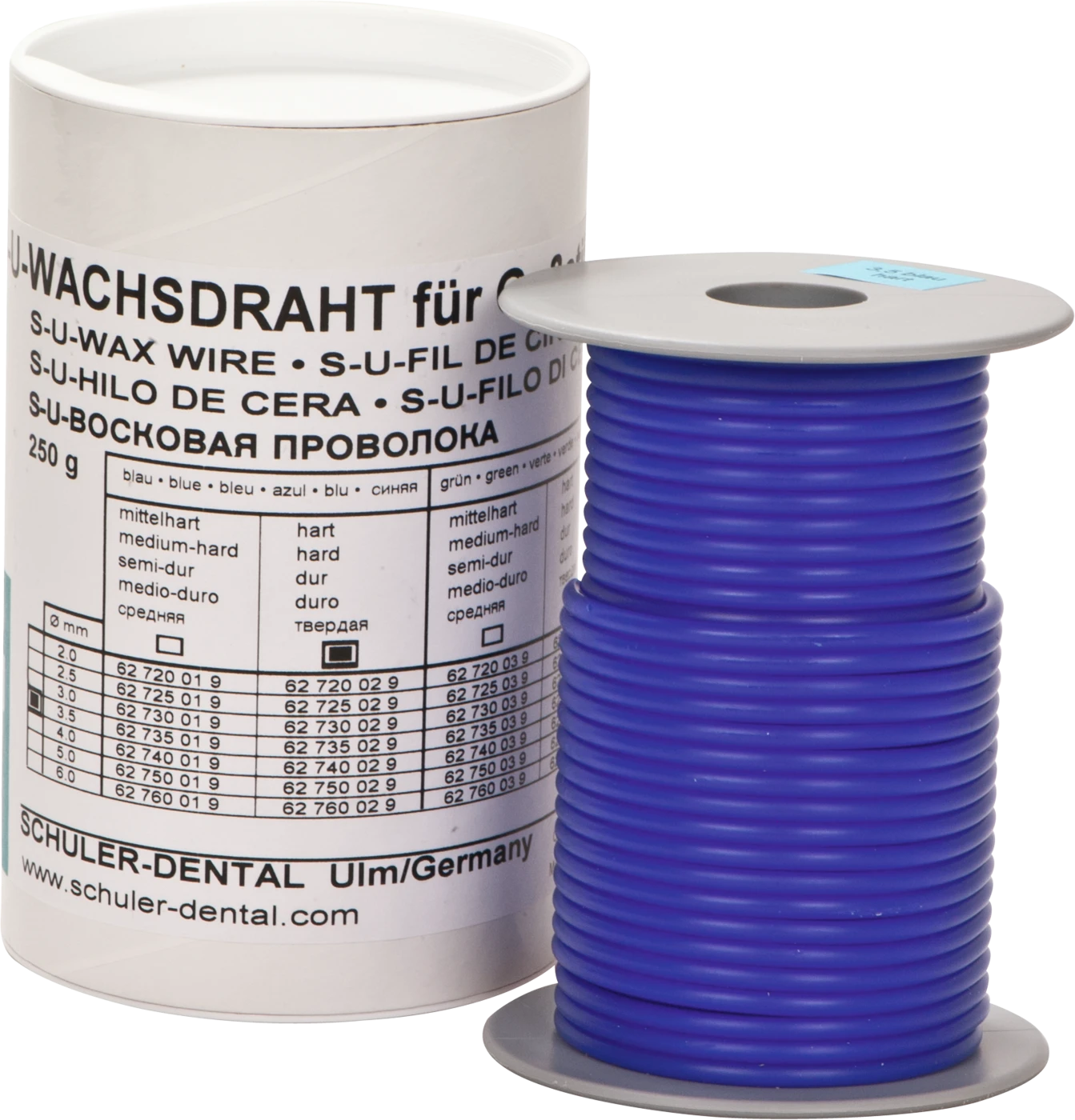 S-U-WACHSDRAHT Rolle 250 g blau, Ø 3,5 mm, hart