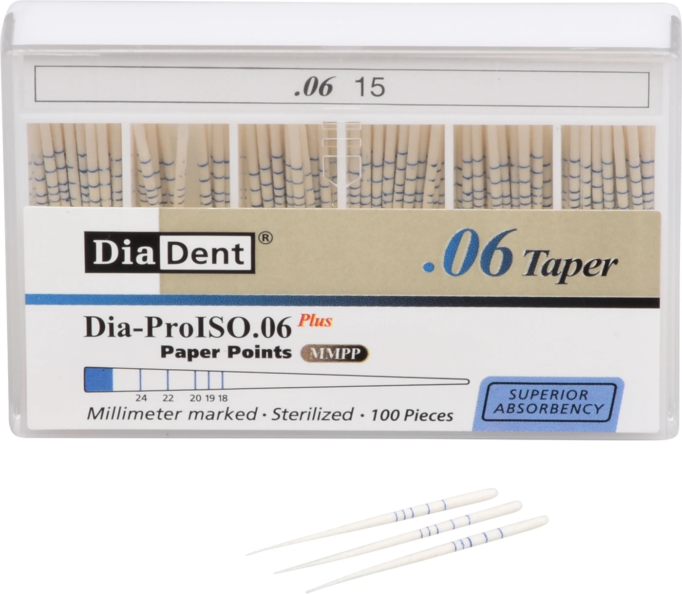 DiaDent® Dia-Pro Paper Points Packung 100 Stück Taper.06, ISO 015