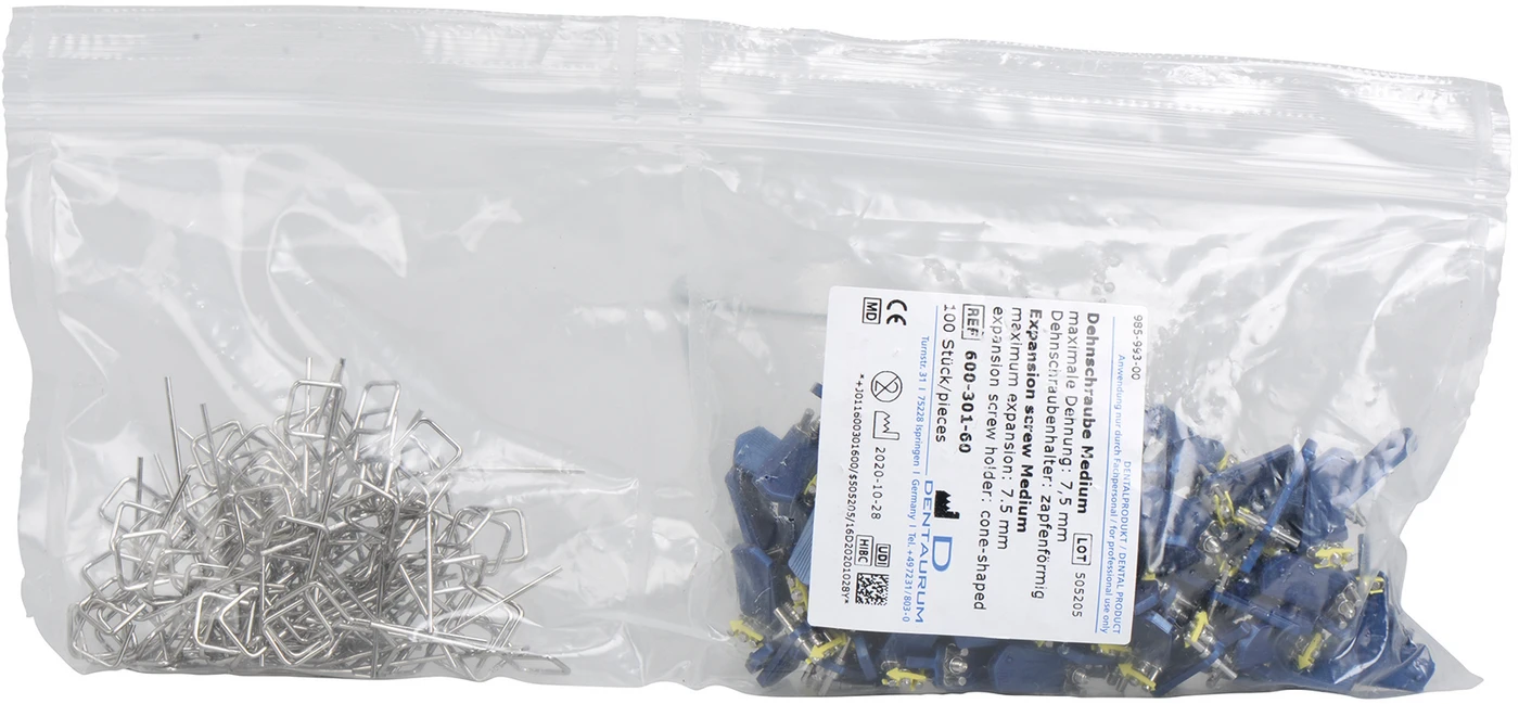 Dehnschrauben Edelstahl Packung 100 Schrauben medium, Maximale Dehnung 7,5 mm