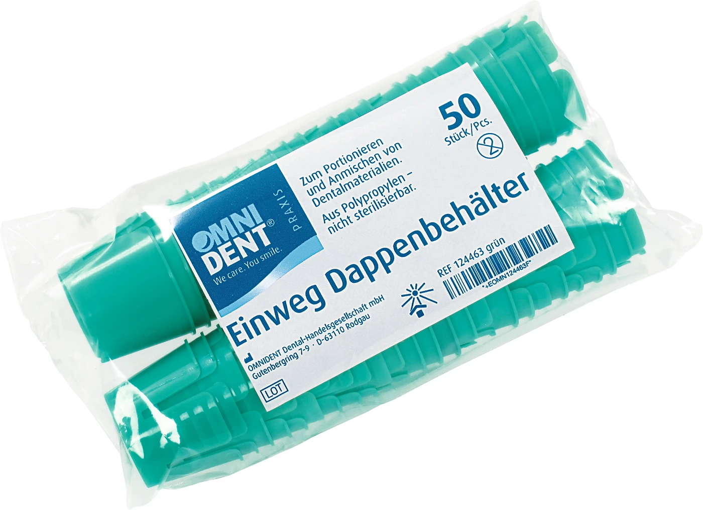 Omni Einmaldappenbehälter Packung 50 Stück grün