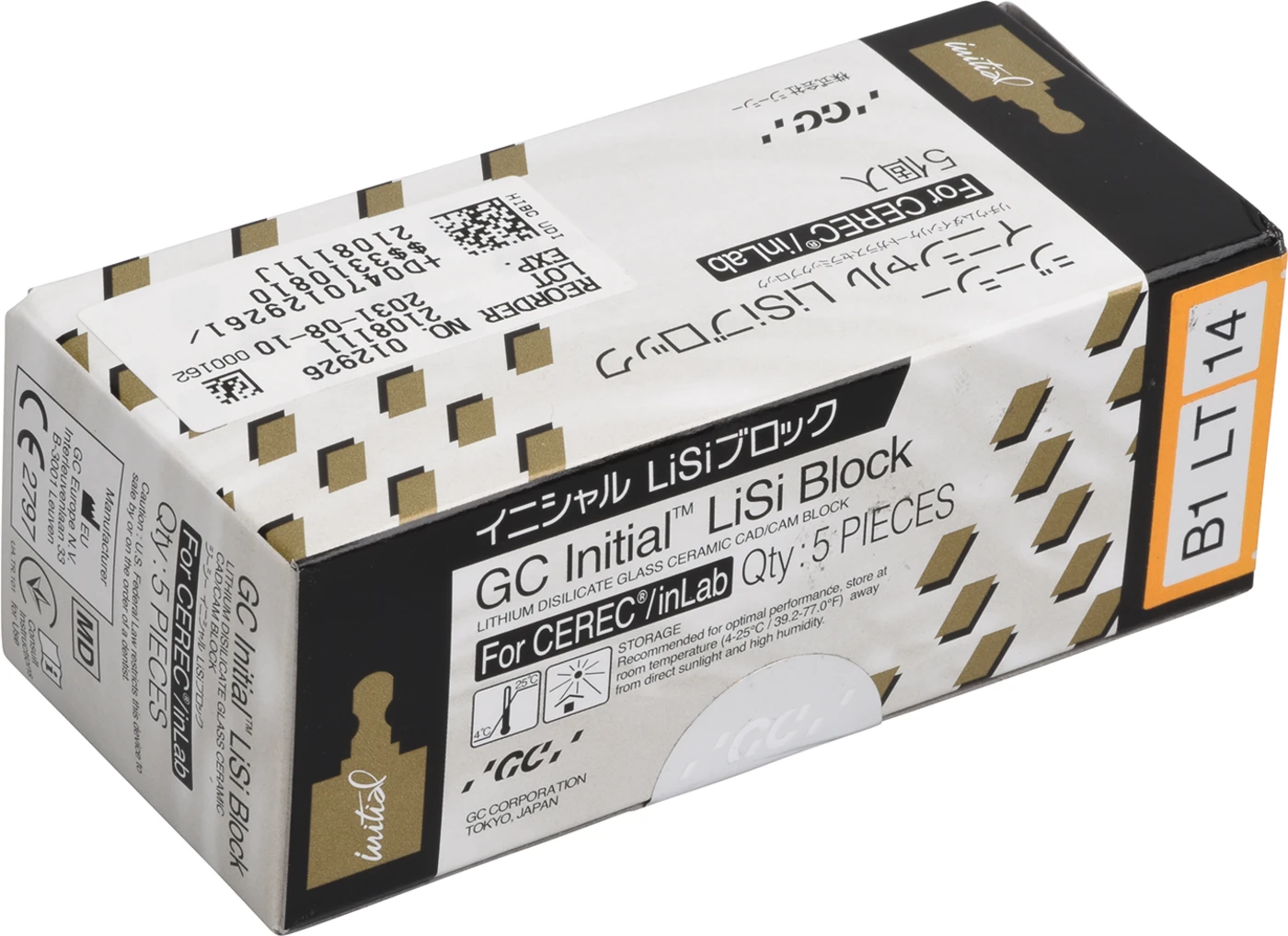 GC Initial™ LiSi Block für CEREC Packung 5 Stück Größe 14, B1 LT