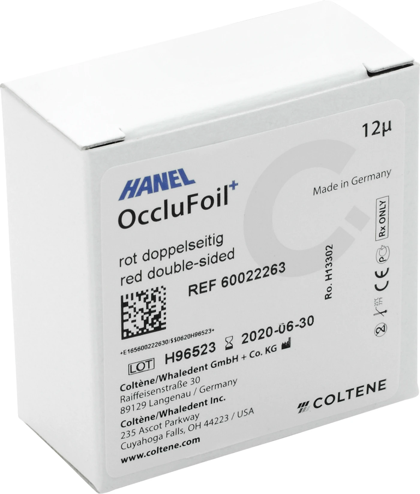 HANEL OccluFoil+, doppelseitig 12µ Rolle 25 m rot, 22 mm breit, PET HANEL OccluFoil+, doppelseitig 12µ Rolle 25 m rot, 22 mm breit, PET
