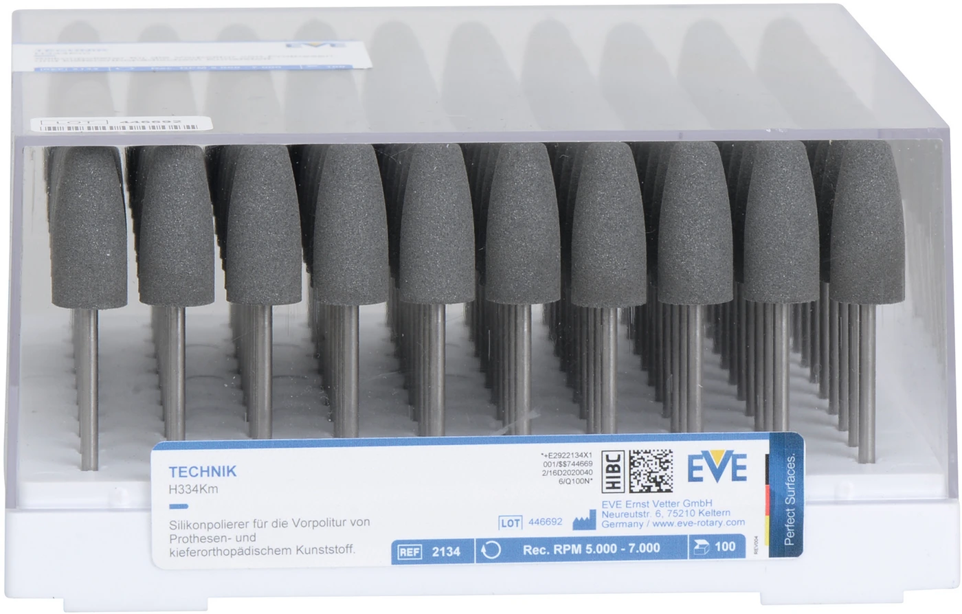 EVE TECHNIK Packung 100 Stück grau mittel, HP, Figur Granate, 10 x 24 mm