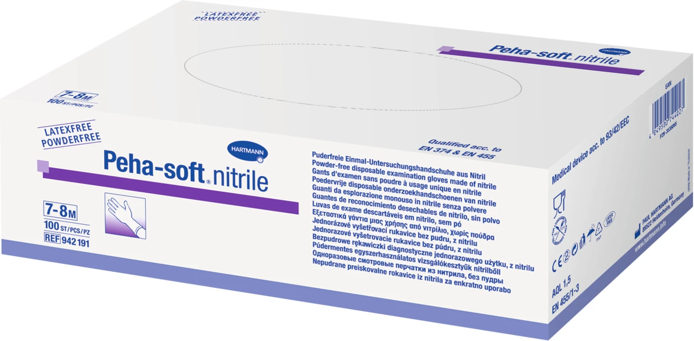 Peha-soft® nitrile powderfree Packung 100 Stück puderfrei, blau, M