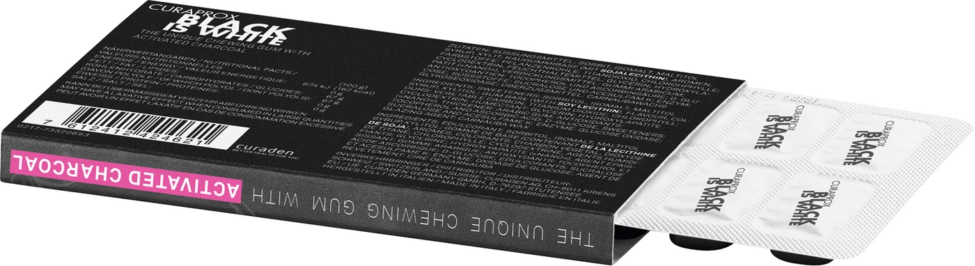 CURAPROX BLACK IS WHITE Kaugummi Packung 12 Stück CURAPROX BLACK IS WHITE Kaugummi Packung 12 Stück
