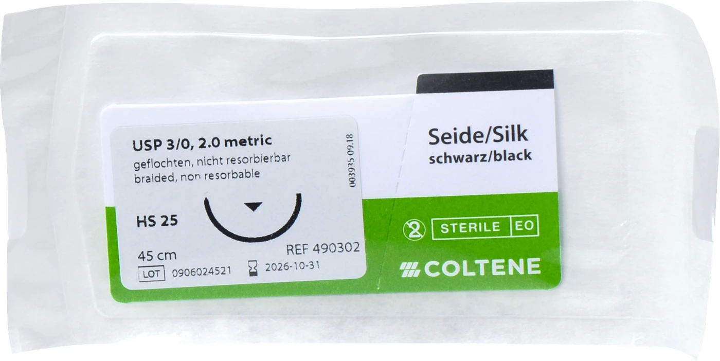 roeko Sintraumal Packung 12 Stück schwarz, 45 cm, HS 25, 1/2 Kreis, außenschneidend, 25 mm, USP 3/0