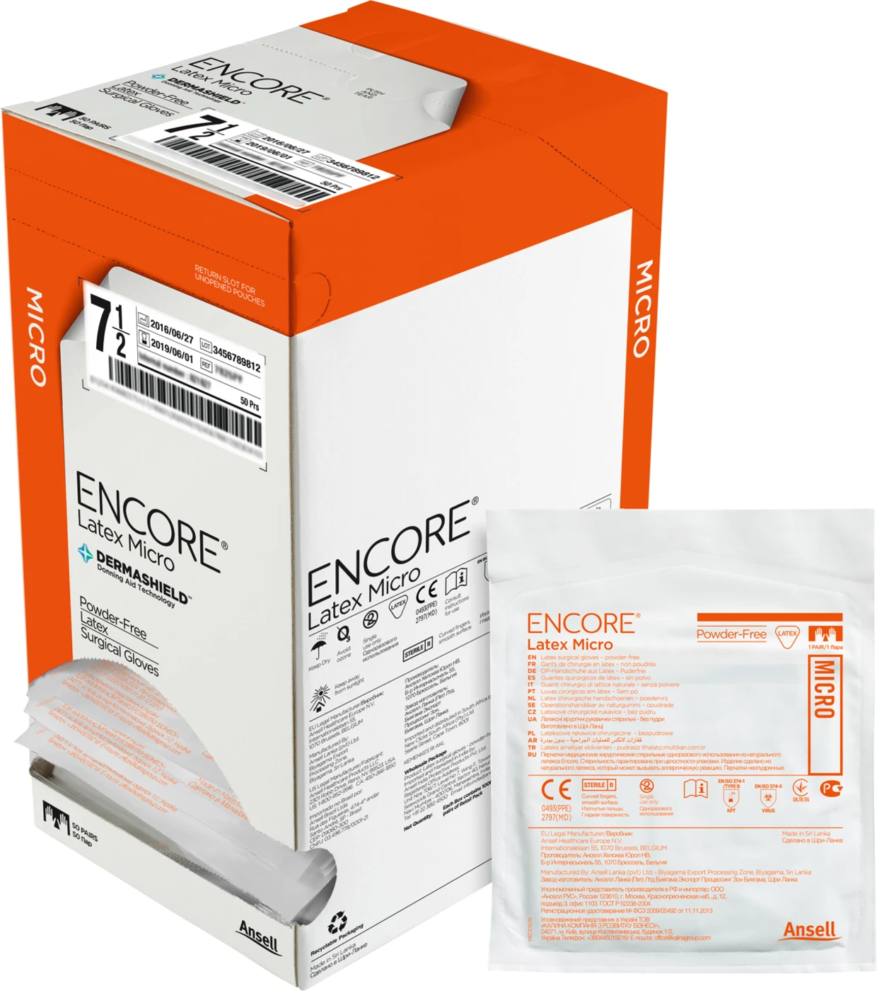ENCORE® Latex Micro Packung 50 Paar puderfrei, braun, Größe 5,5