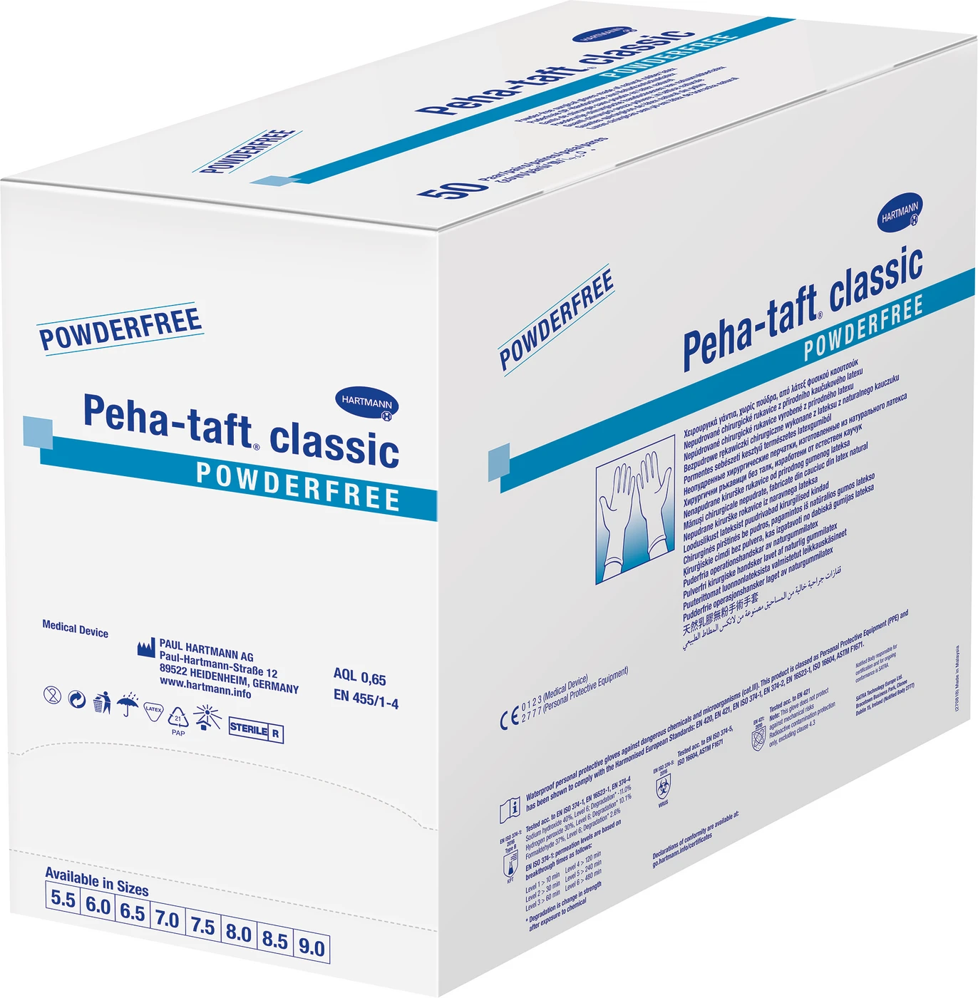 Peha-taft® classic Packung 50 Paar puderfrei, transparent, Größe 6,5