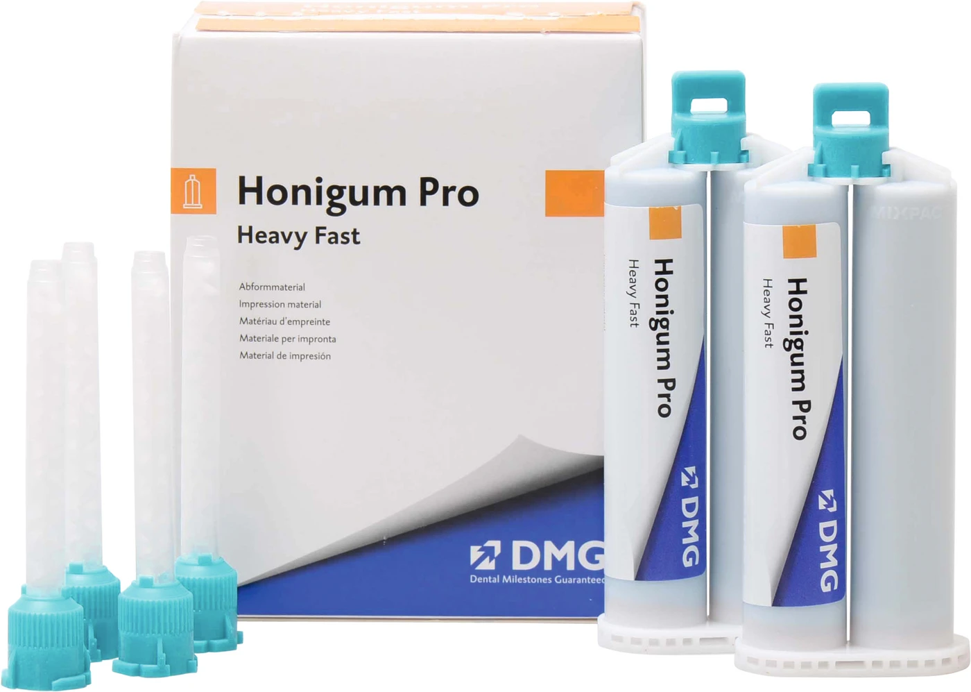 Honigum Pro Heavy Packung 2 x 50 ml Doppelkartusche Fast, 4 Automix-Tips