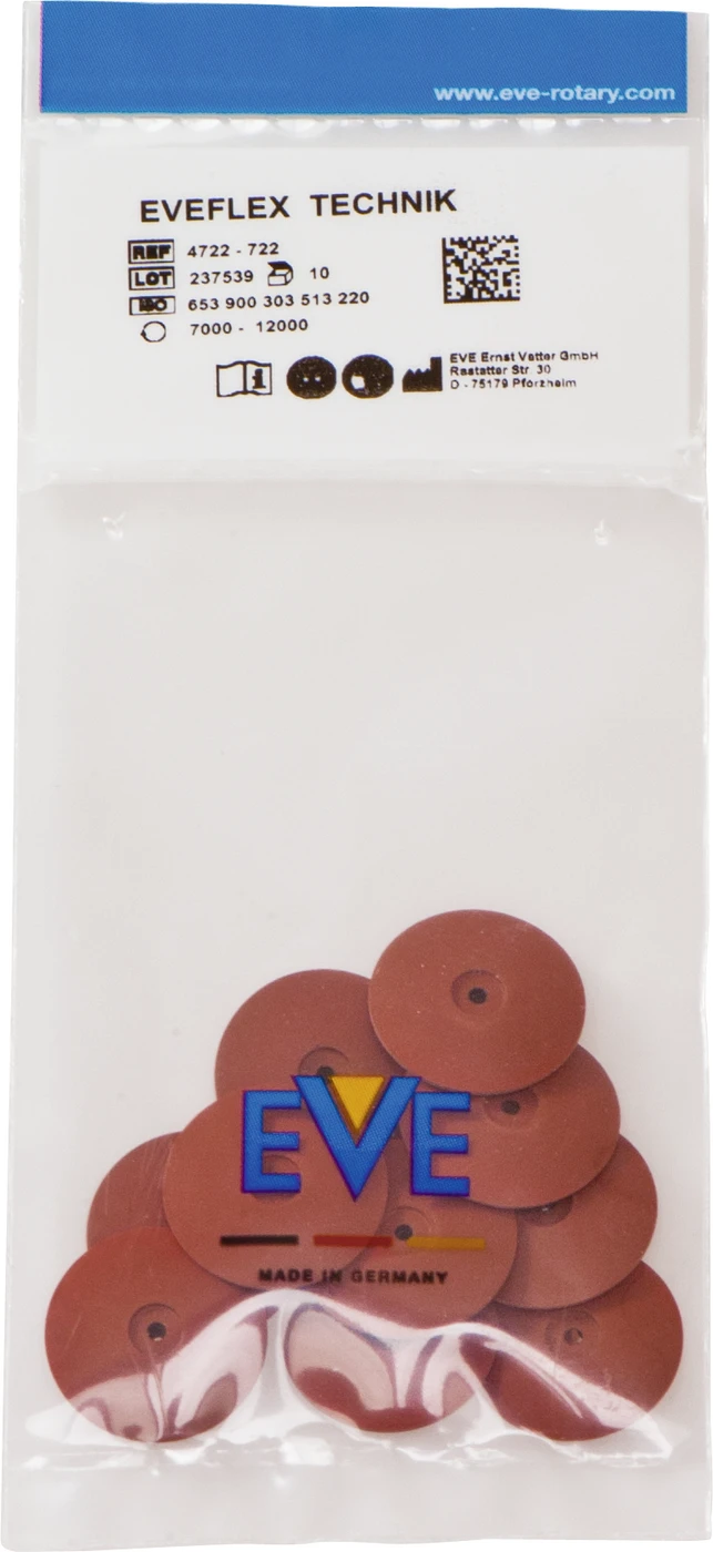 EVEFLEX Packung 10 Stück unmontiert, rot mittel, Figur Linse, 22 x 4 mm