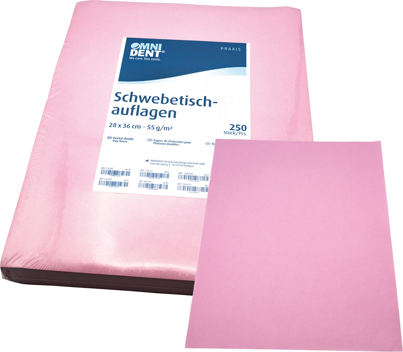 Schwebetischauflagen Packung 250 Stück 28 x 36 cm, rosa