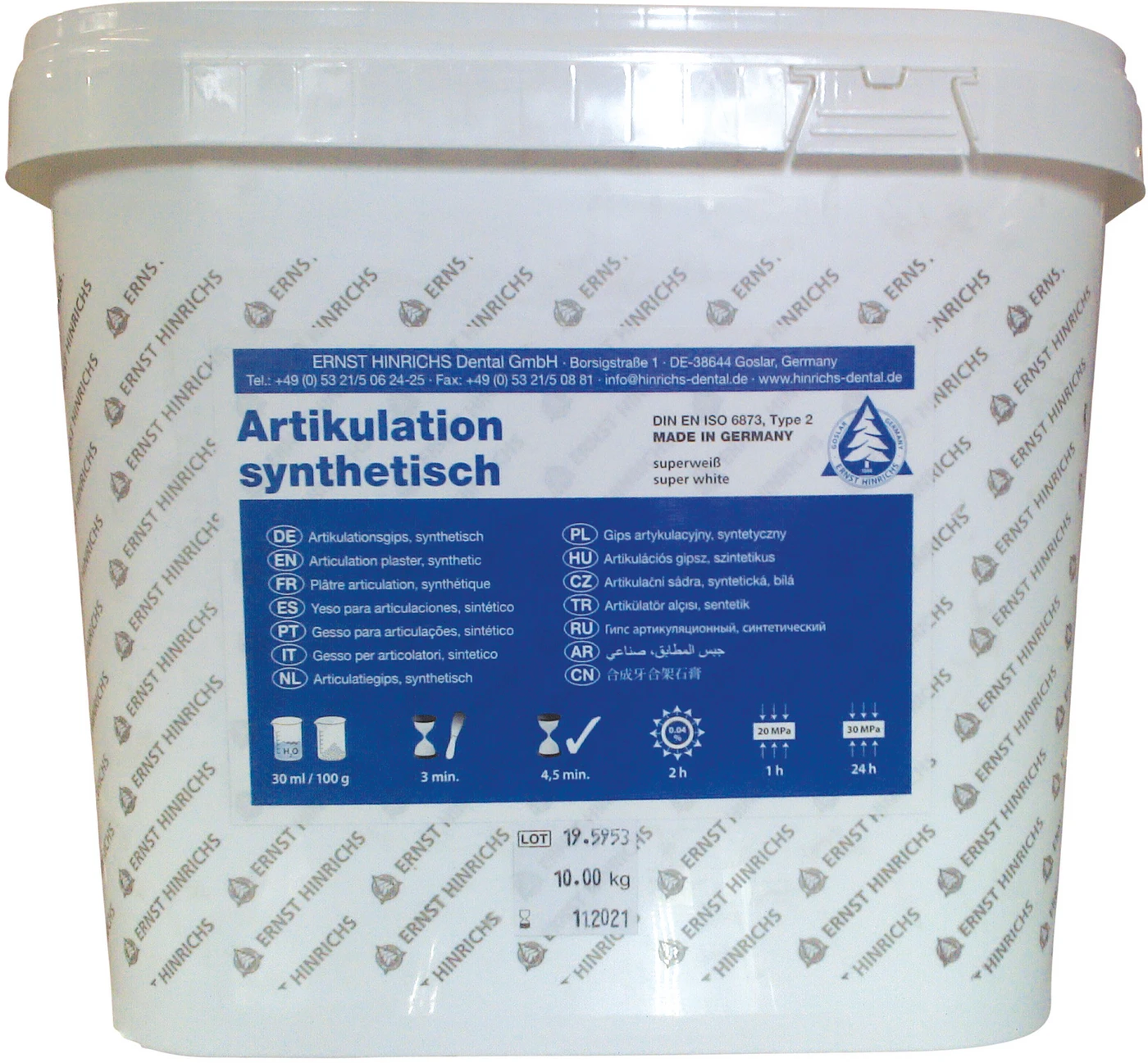 Artikulationsgips - synthetisch Eimer 10 kg Artikulationsgips