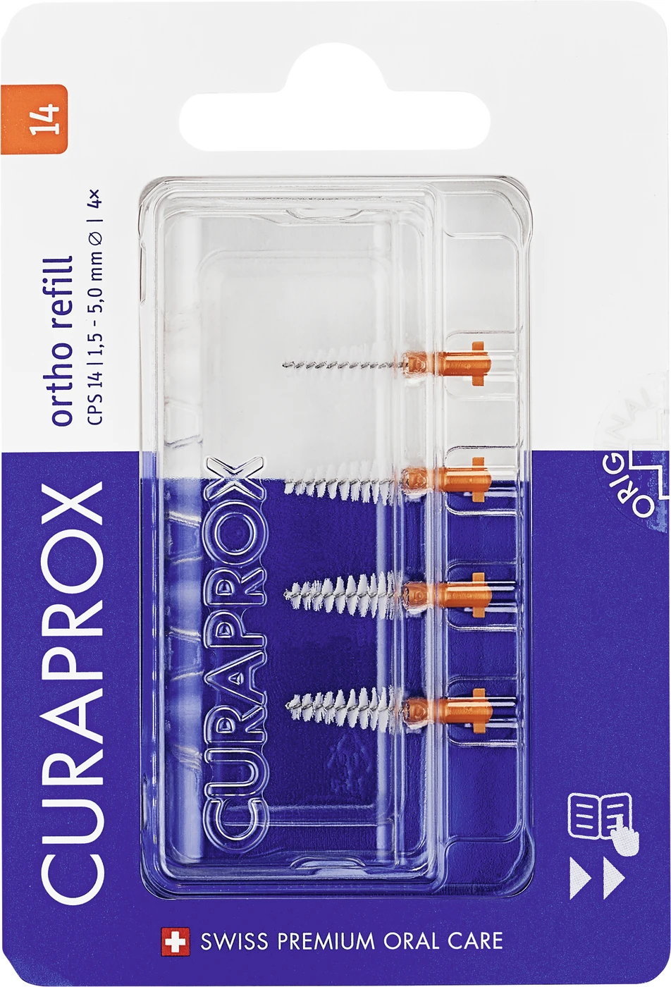 CURAPROX CPS ortho Nachfüllpackung 4 Stück CPS 14, orange, Ø 1,5-5 mm CURAPROX CPS ortho Nachfüllpackung 4 Stück CPS 14, orange, Ø 1,5-5 mm