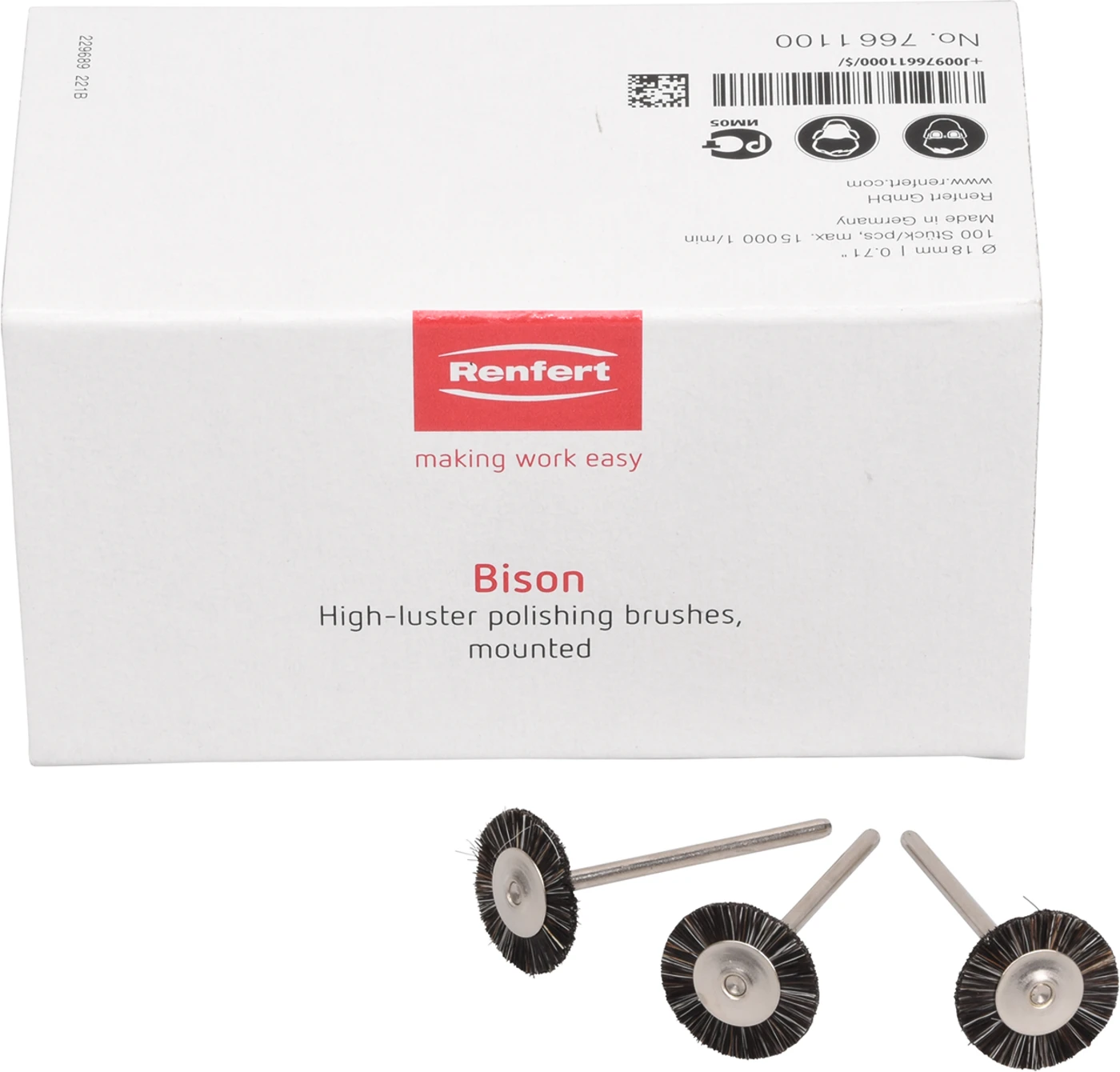 BISON Bürsten Packung 100 Stück HP, Ø 18 mm