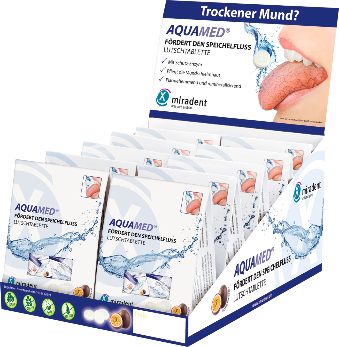 miradent Aquamed® Lutschtabletten Display Packung 10 x 26 Stück miradent Aquamed® Lutschtabletten Display Packung 10 x 26 Stück