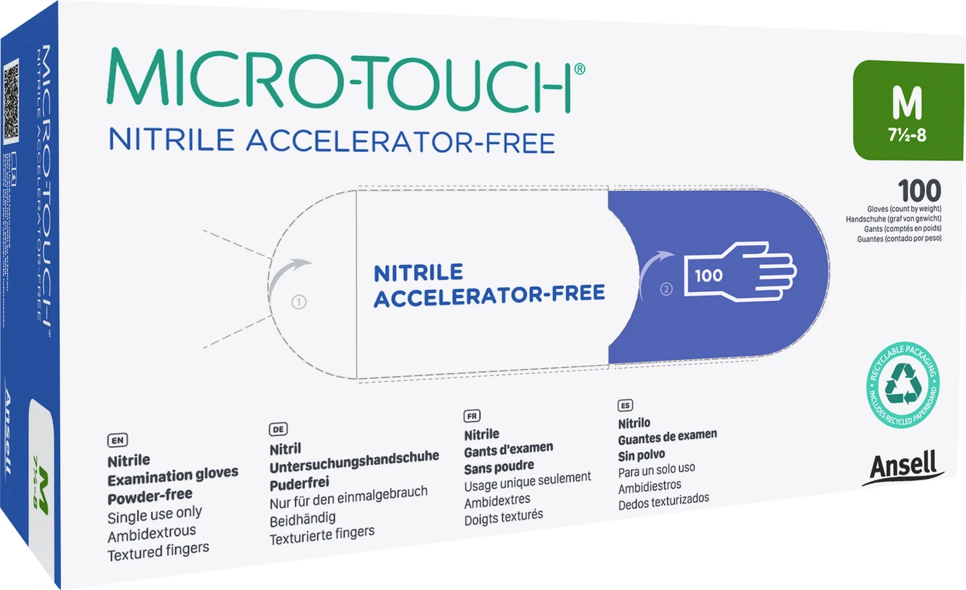MICRO-TOUCH® Nitrile Accelerator-Free Packung 100 Stück puderfrei, blau, S