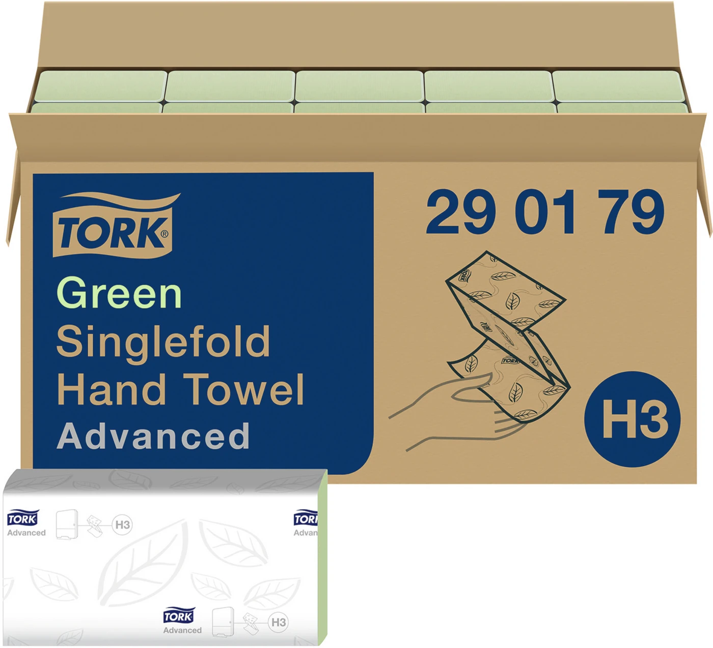 TORK® Zickzack Handtücher (V-Falz) H3 System Karton 15 x 250 Stück 2-lagig, grün, 24,8 x 23 cm