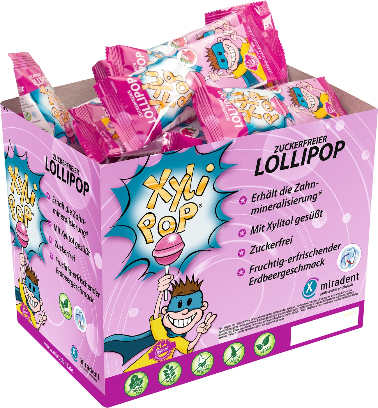 XyliPOP® Lollipop Box 50 x 6 g Stück Erdbeere
