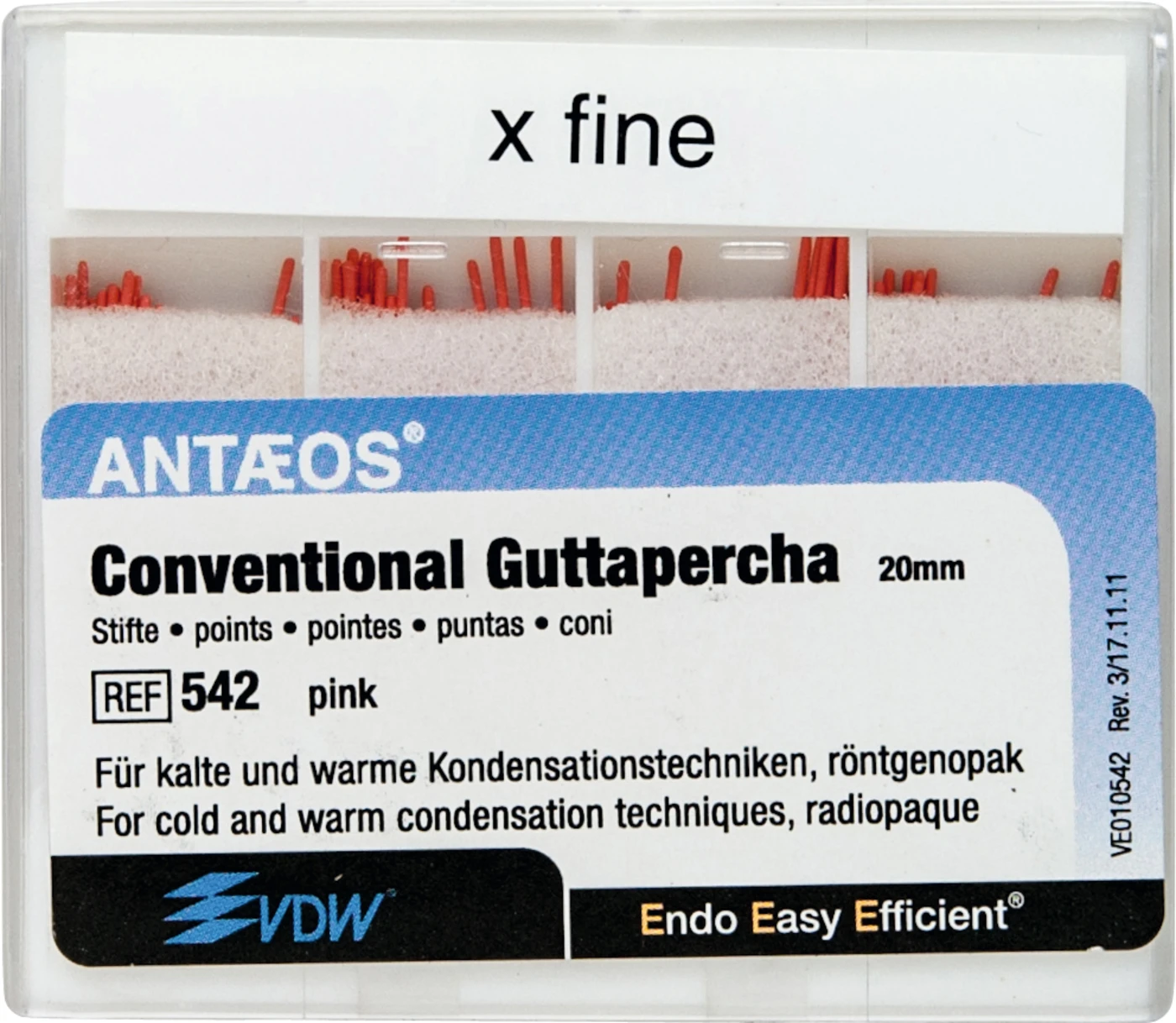 Guttapercha Konventionell Packung 100 Stück rosa XF