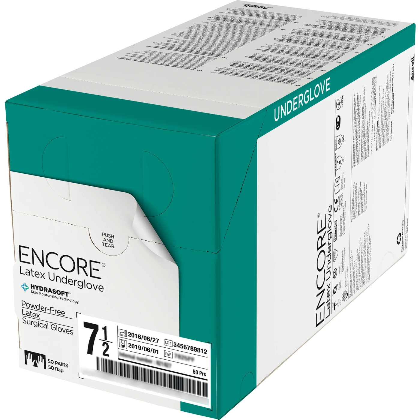 ENCORE® Latex Underglove Packung 50 Paar puderfrei, grün, Größe 5,5