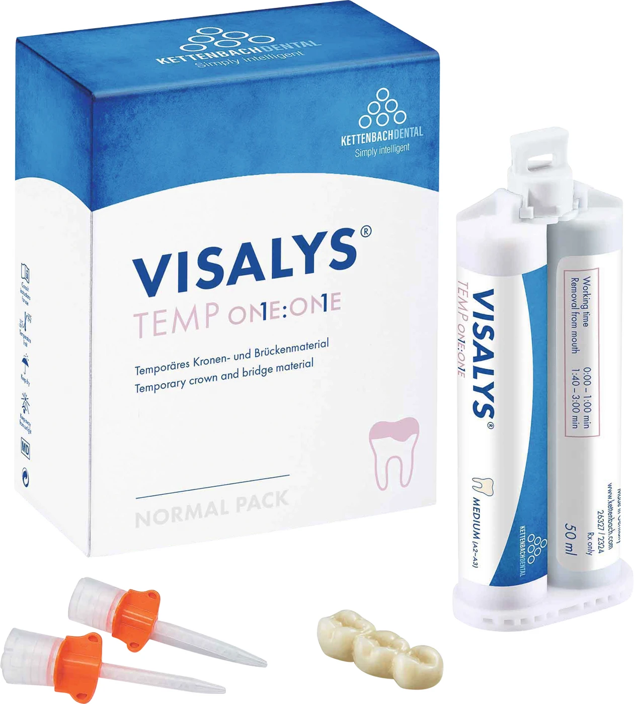 VISALYS® Temp One:One Packung 50 ml Kartusche Natural bleach