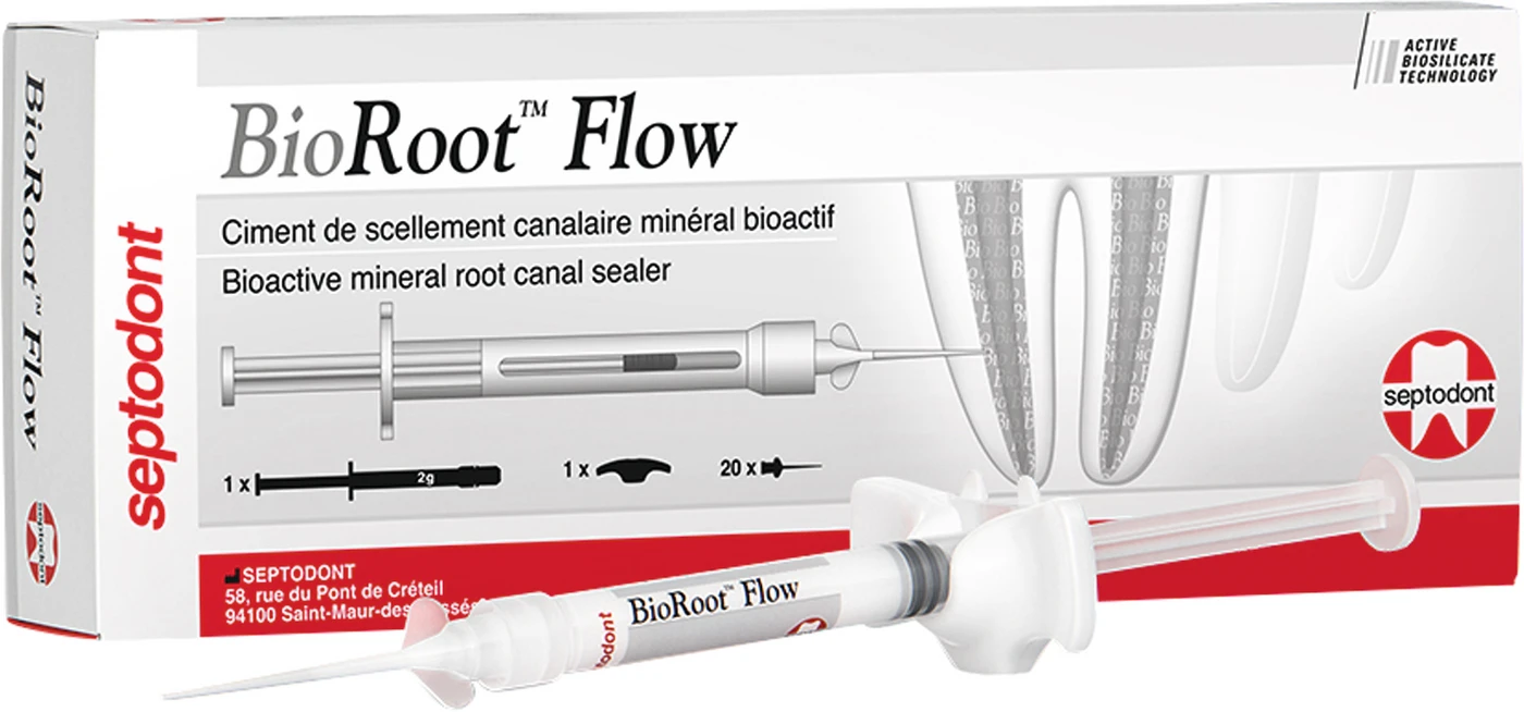 BioRoot Flow Set 2 g Spritze Wurzelkanal-Sealer, 1 Fingergriff, 20 intra-orale Spitzen