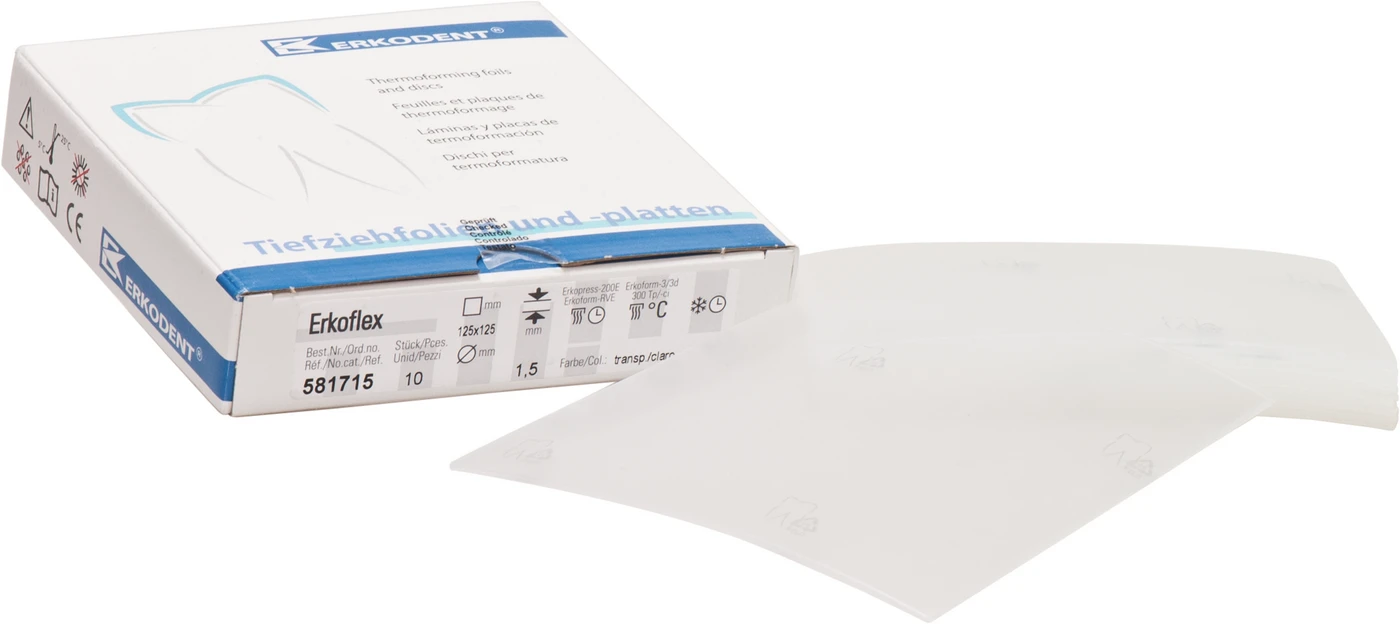 Erkoflex transparent Packung 10 Stück transparent, 125 x 125 mm, Stärke 1,5 mm