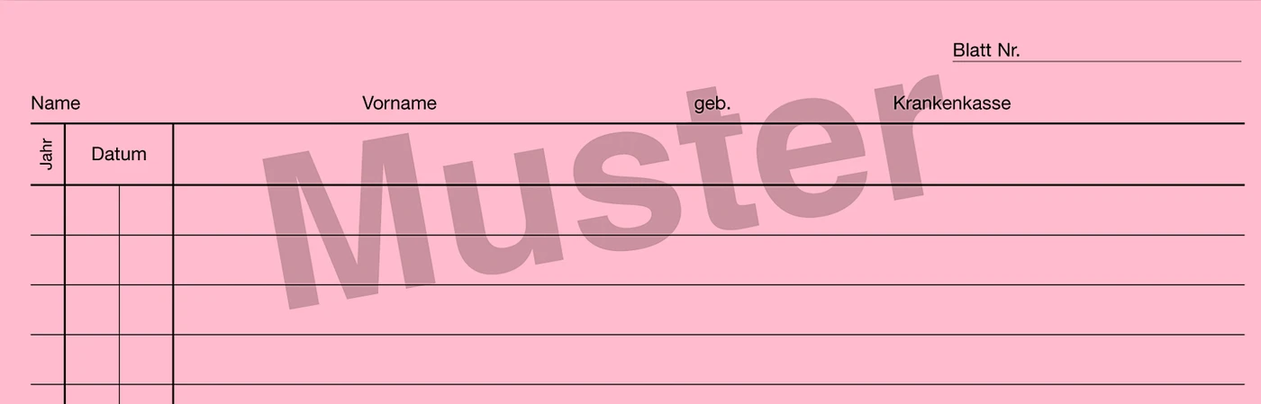 Krankenblatt M1 Stück 100 Blatt rosa, kopfgelocht, A5