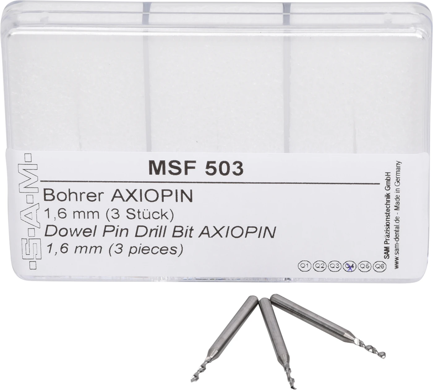 AXIOPIN® Bohrer Packung 3 Stück 1,6 mm